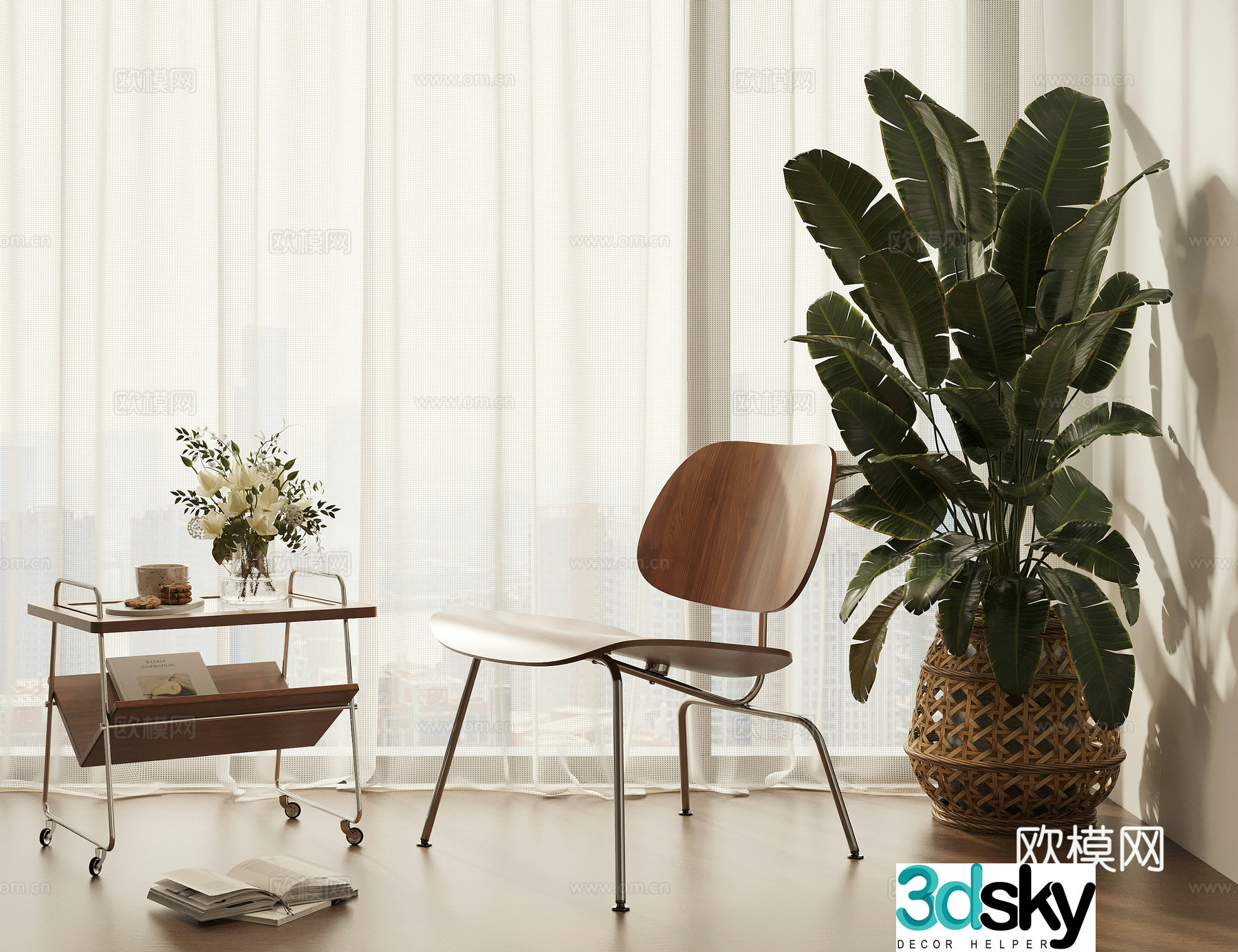 3D model of leisure chair moving side