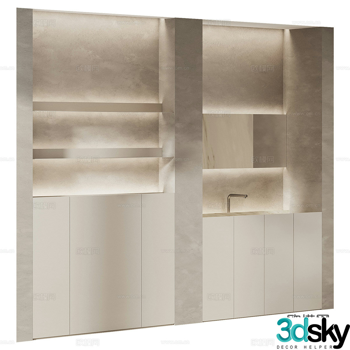 Modern Italian minimalist bathroom cabinet 3d model