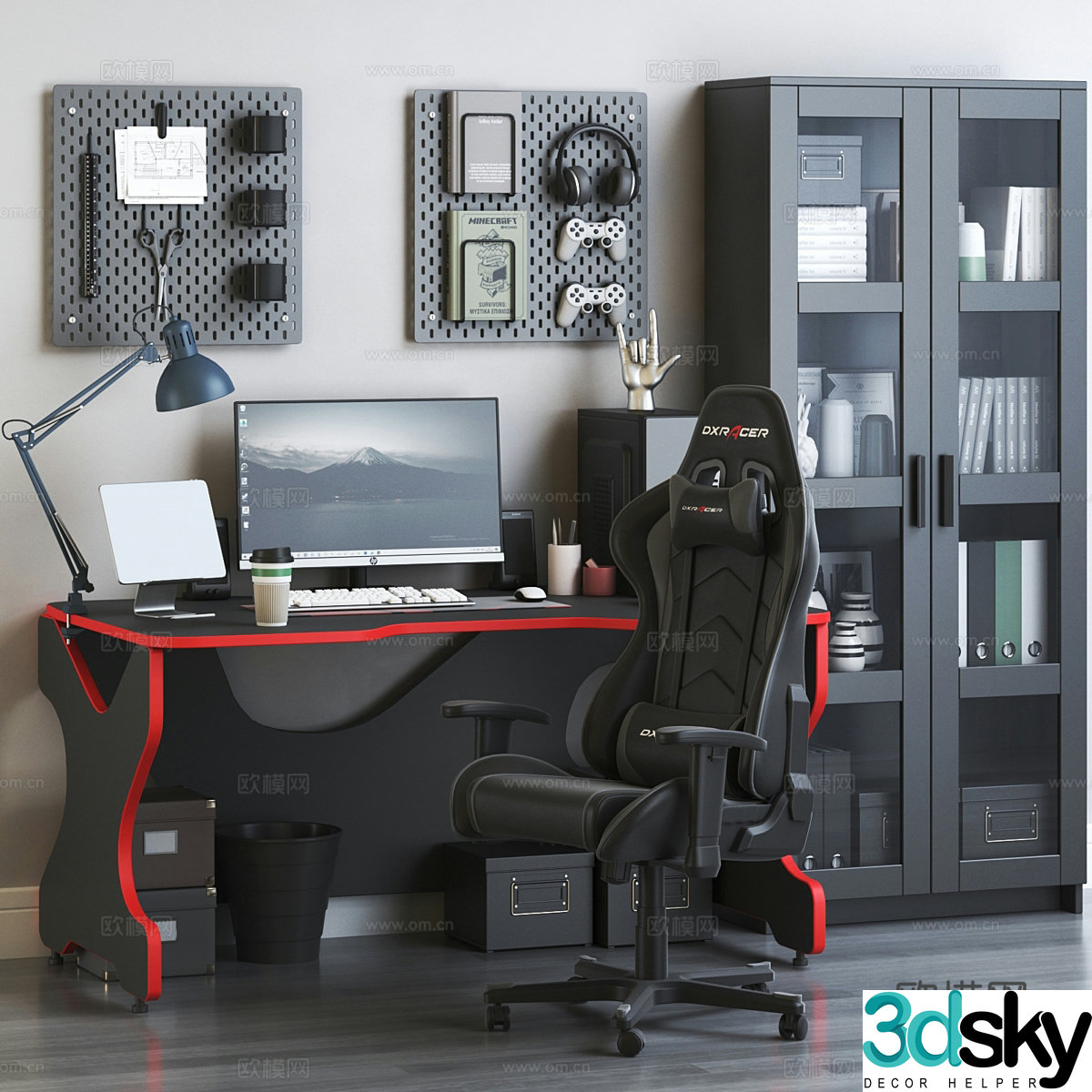 Modern computer desk and chair 3d model