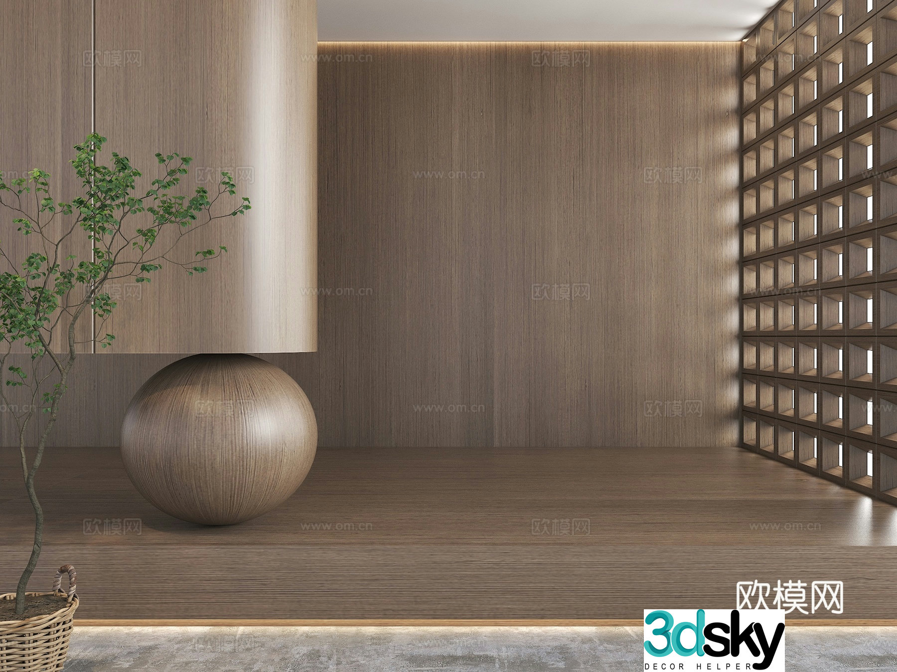 Wood walnut wood veneer background wall wood veneer veneer panel oak background wall 3d model