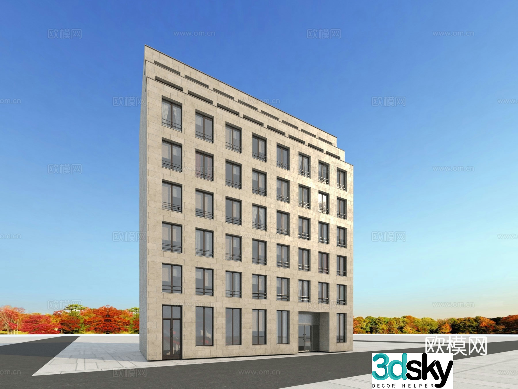 Building appearance European-style building 3d model