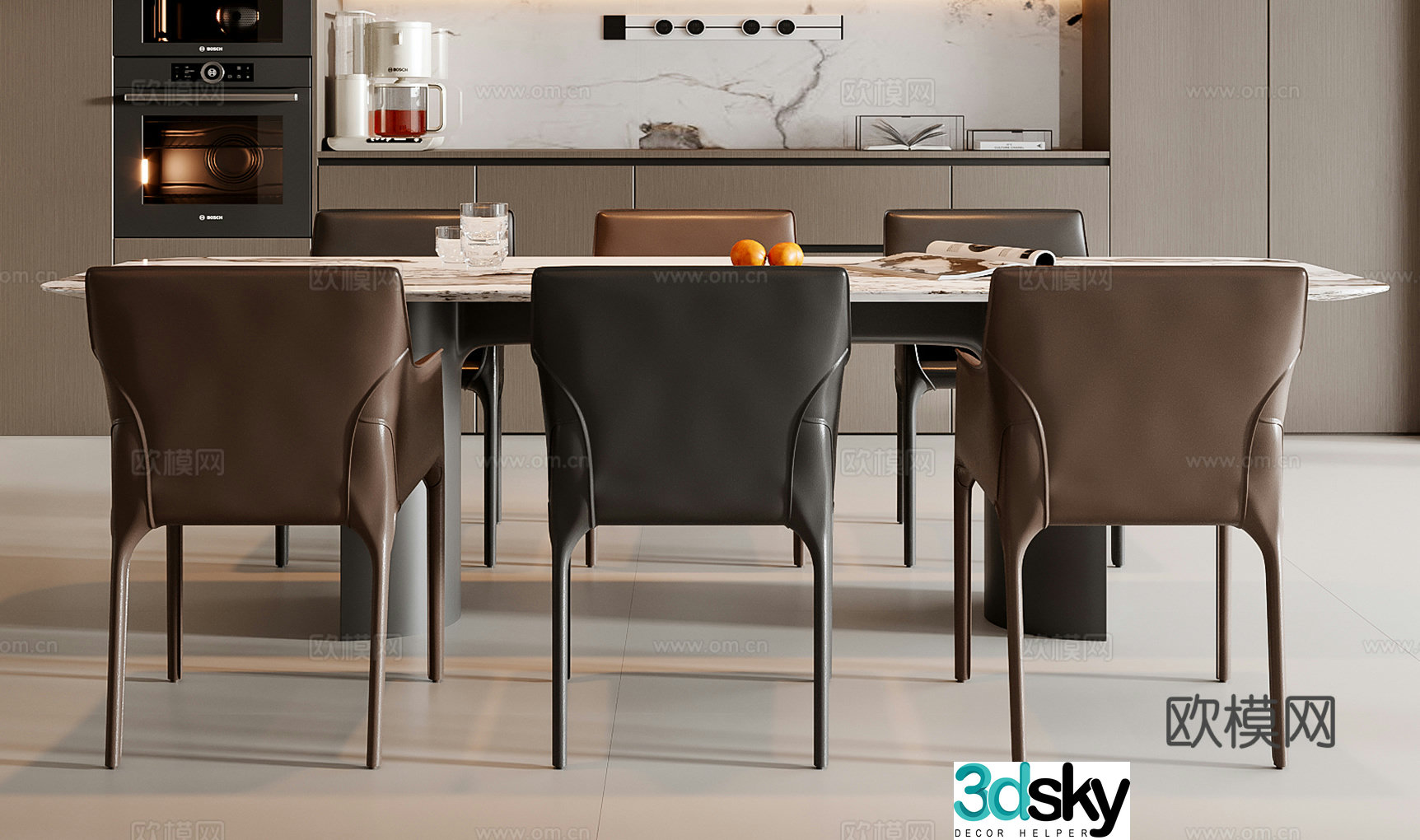Italian dining table and chair 3D model