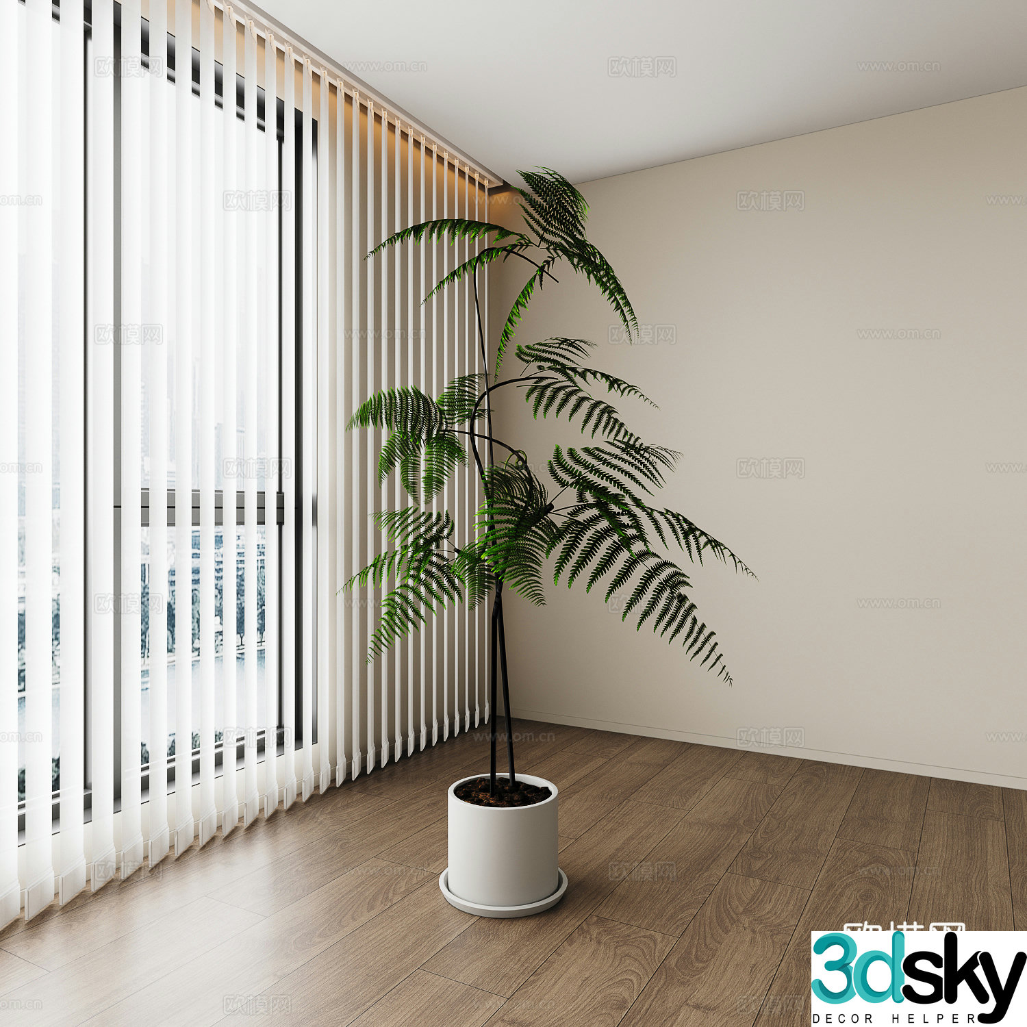 Modern green plants 3d model