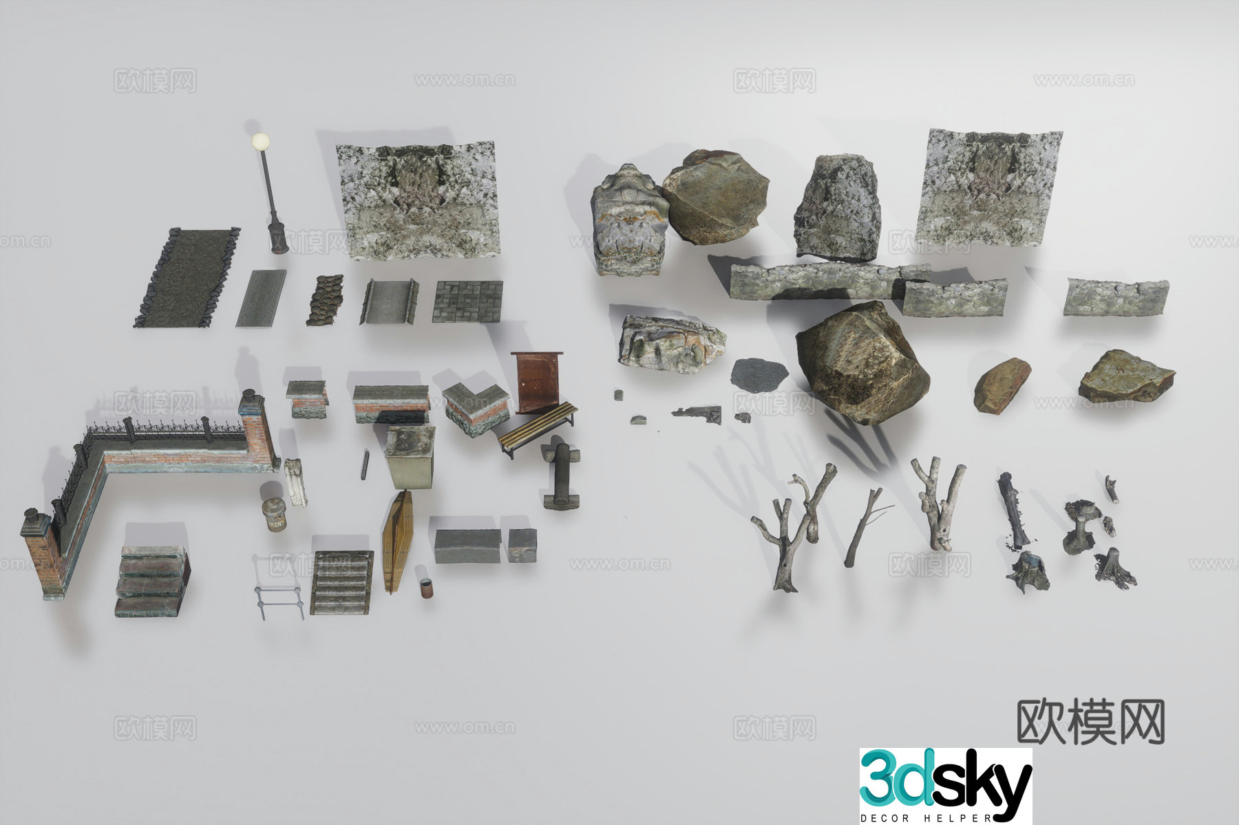 Outdoor landscape items 3d model