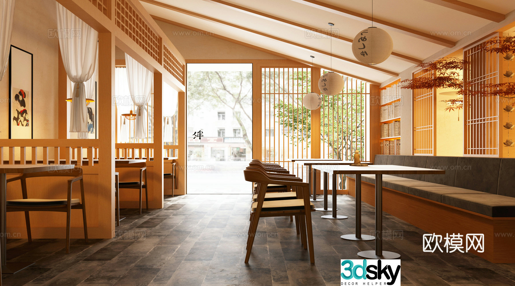Japanese cuisine roast bird shop 3d model