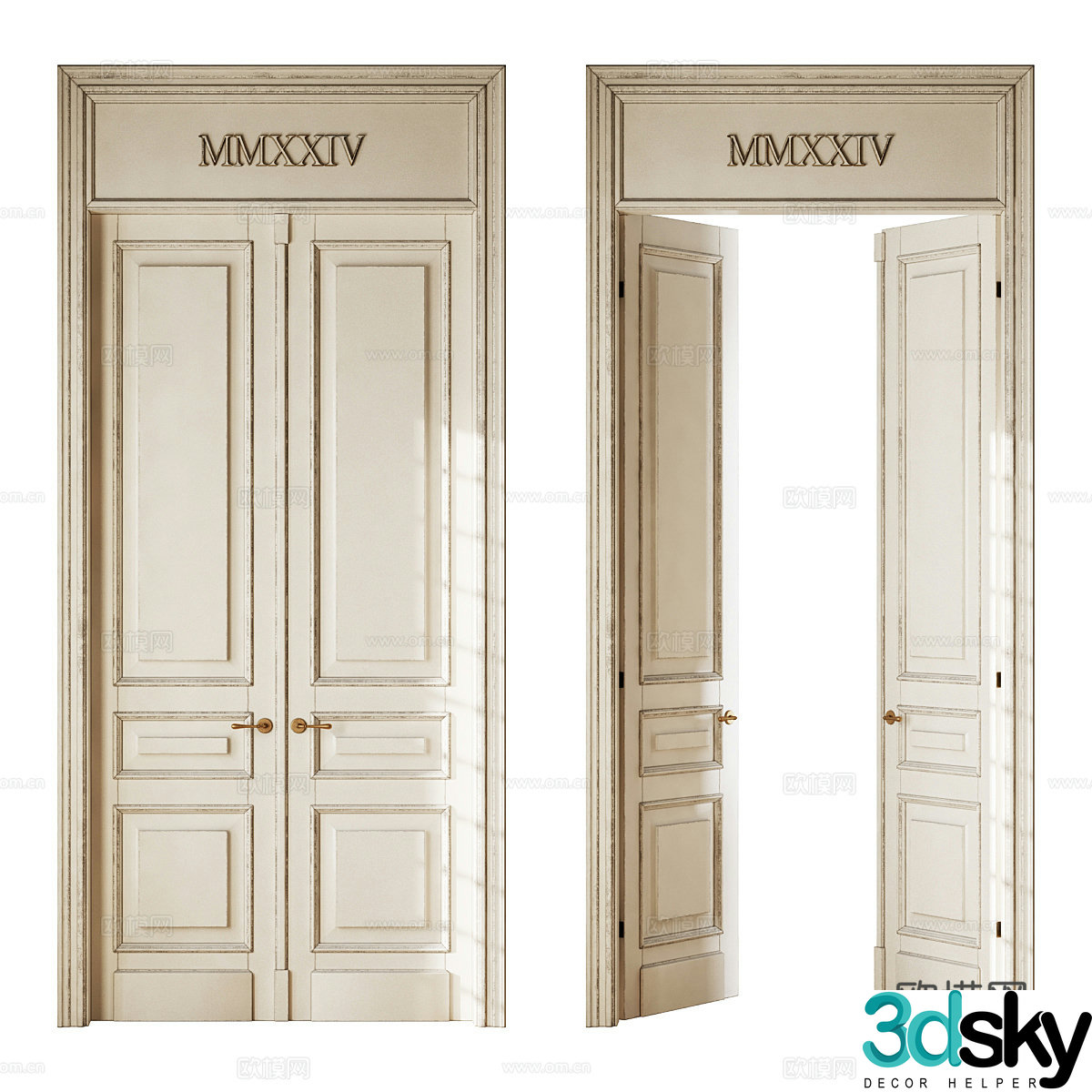 French classic double door 3D model