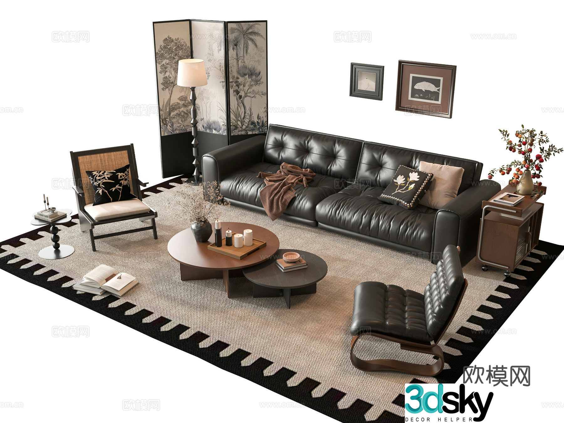 French sofa combination 3D model