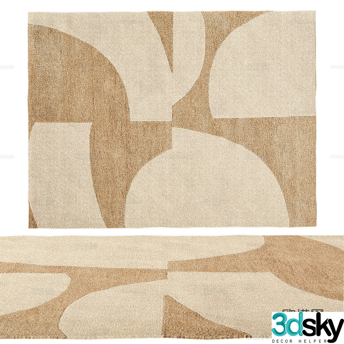 Modern creamy wool carpet 3d model