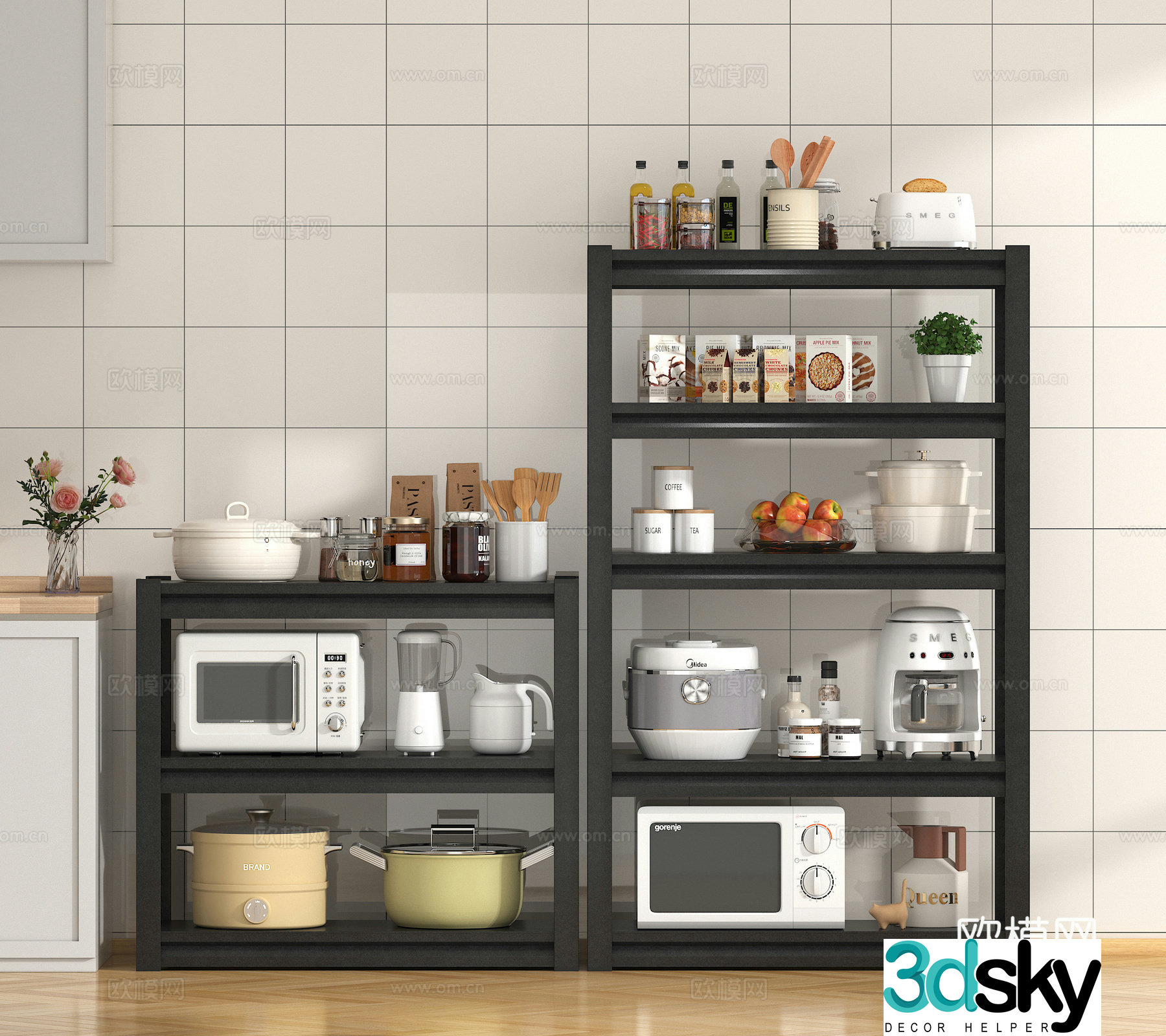 Kitchen shelves Kitchen appliances Kitchen supplies 3d model