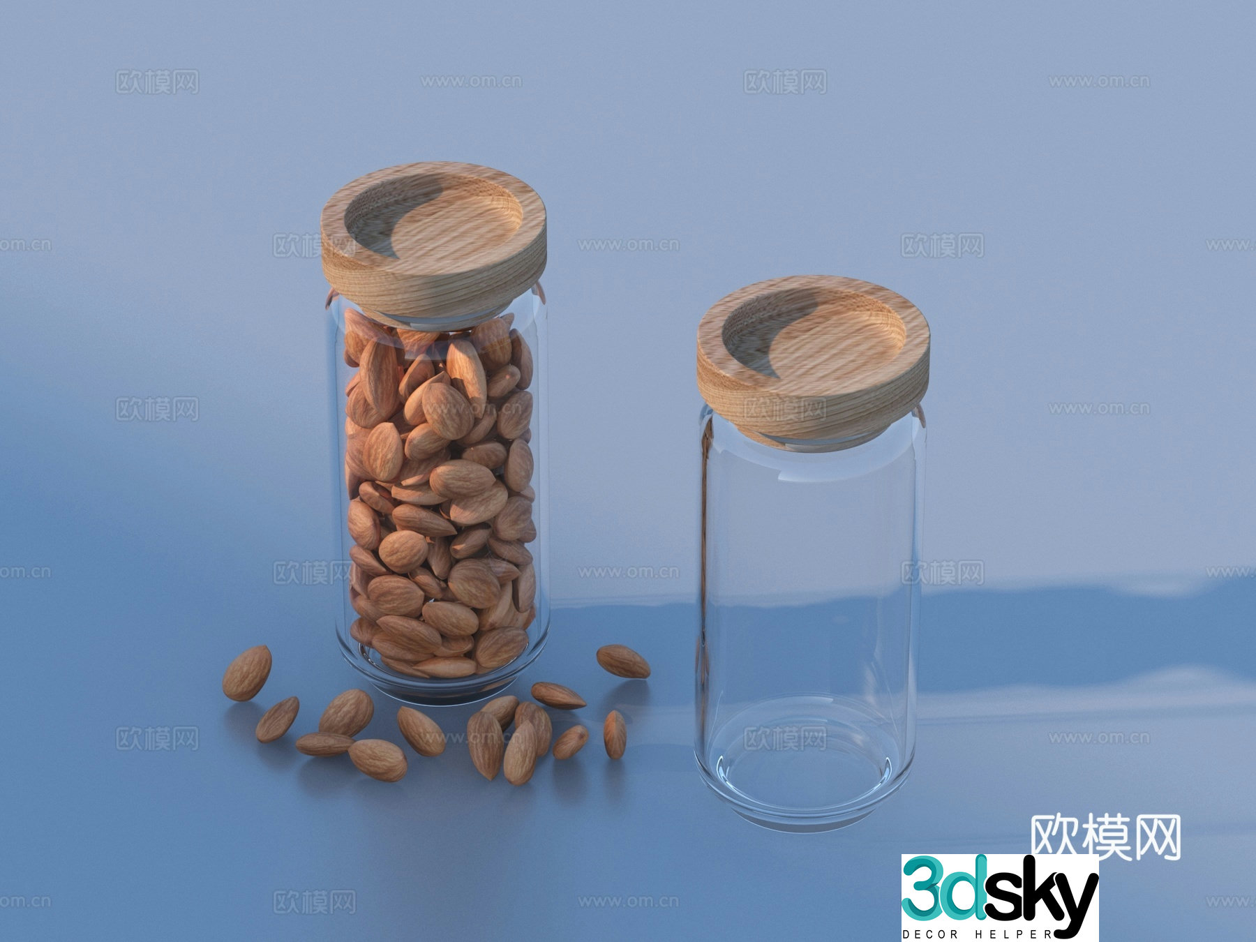 Canned snacks Glass jar Casual snacks Dried fruits Almonds Candy 3D model