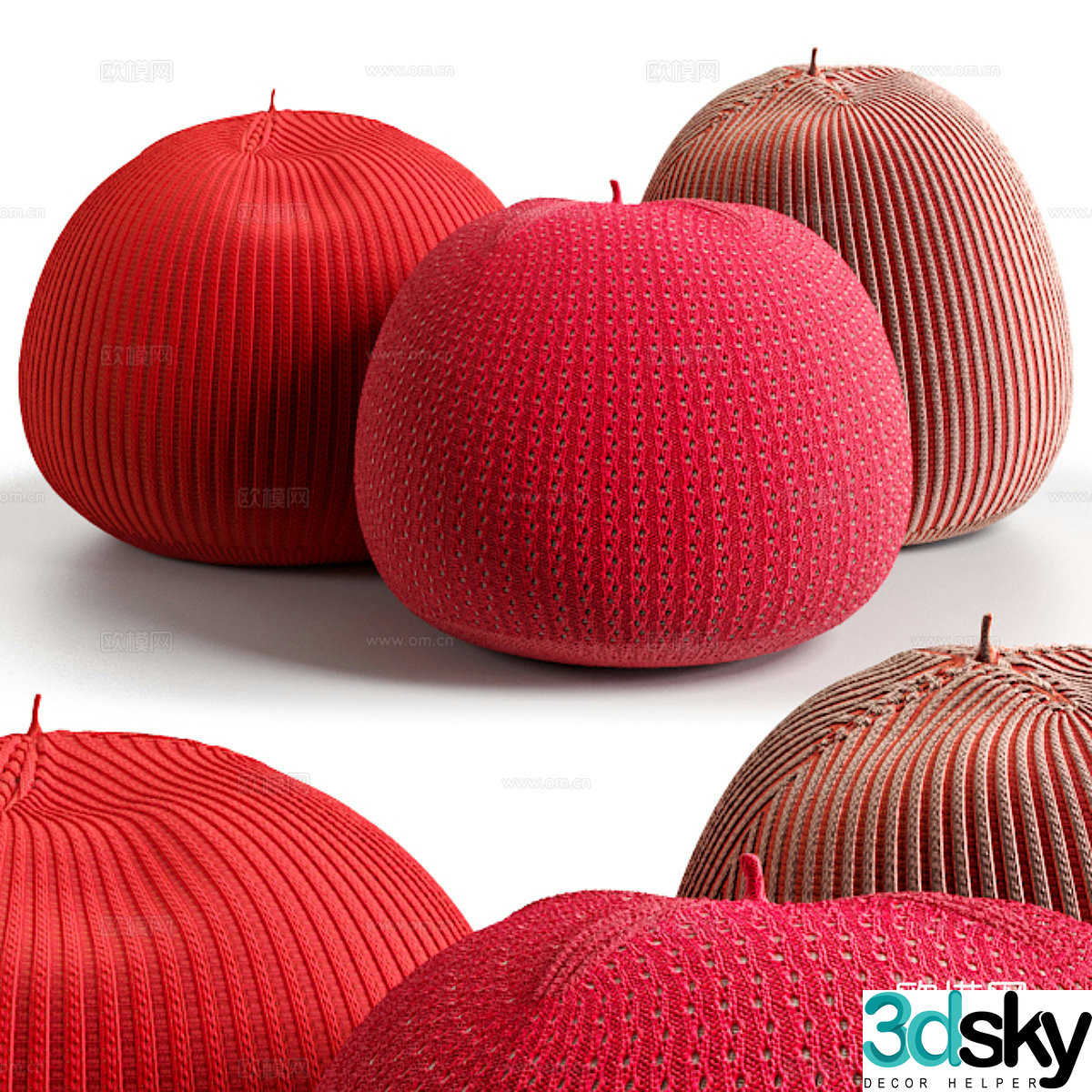 Modern fabric sofa stool 3d model