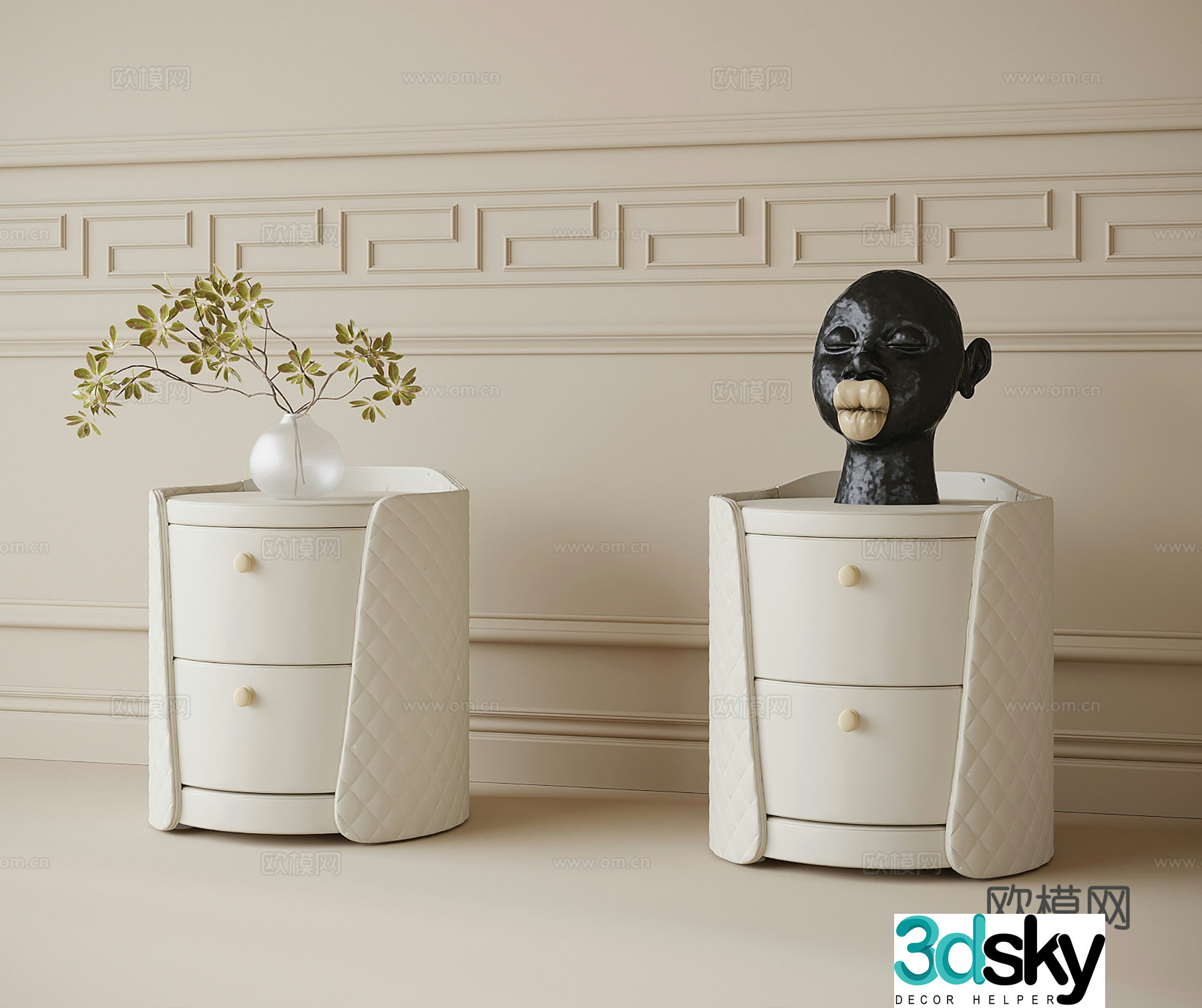 French bedside table sculpture ornaments 3D model