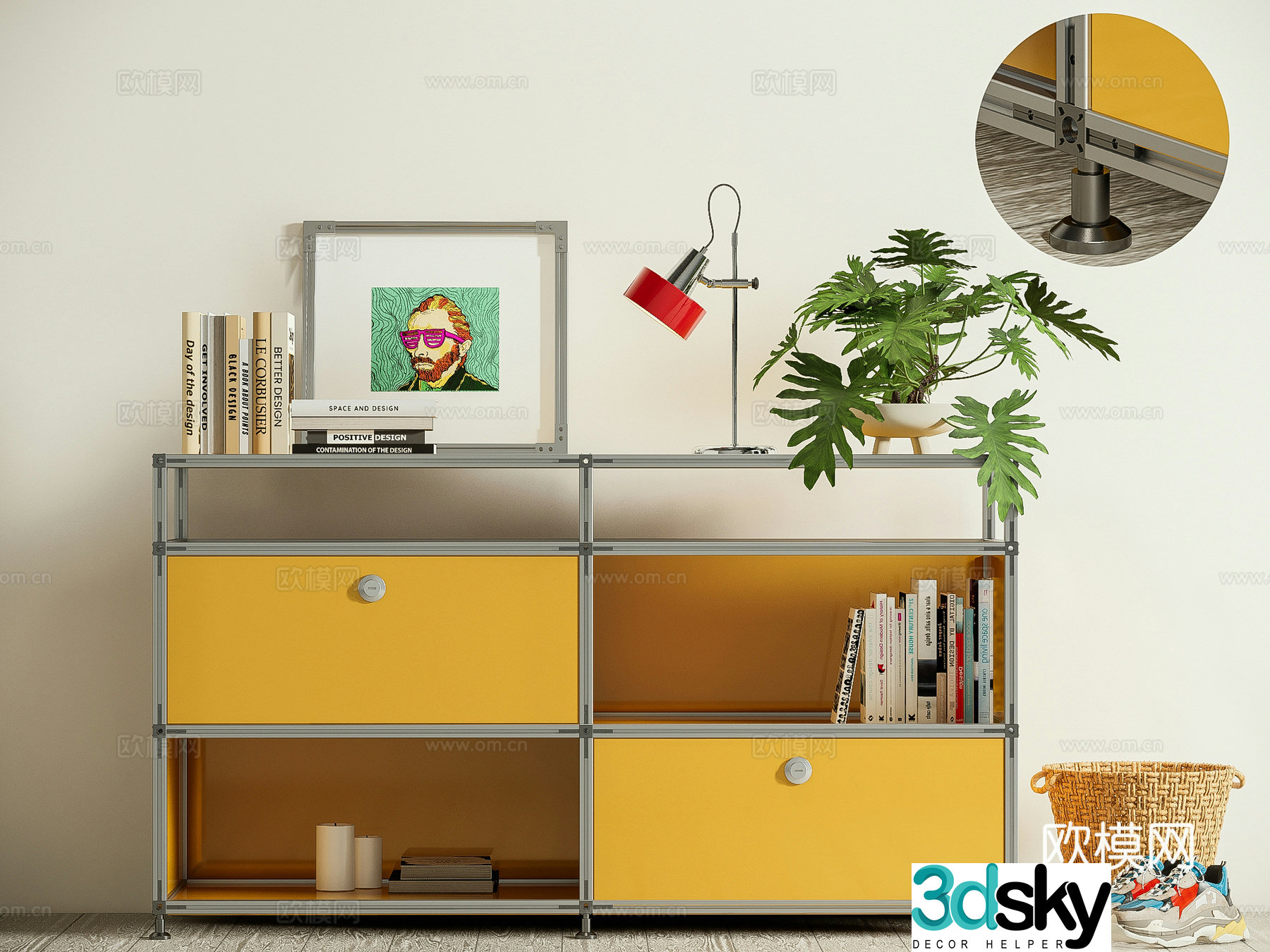 Modern aluminum profile decoration cabinet Bauhaus file cabinet metal entrance cabinet 3D model