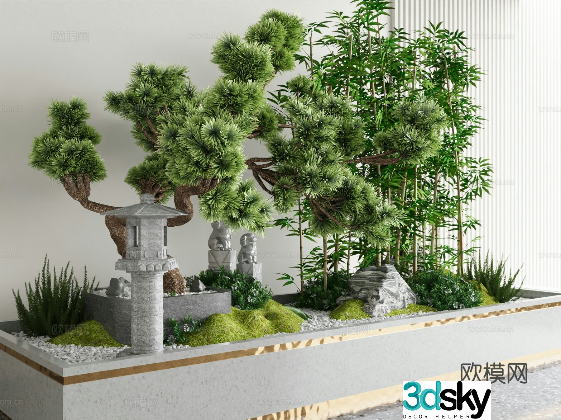 Modern interior landscape Stairs landscape Basement End view Patio 3d model