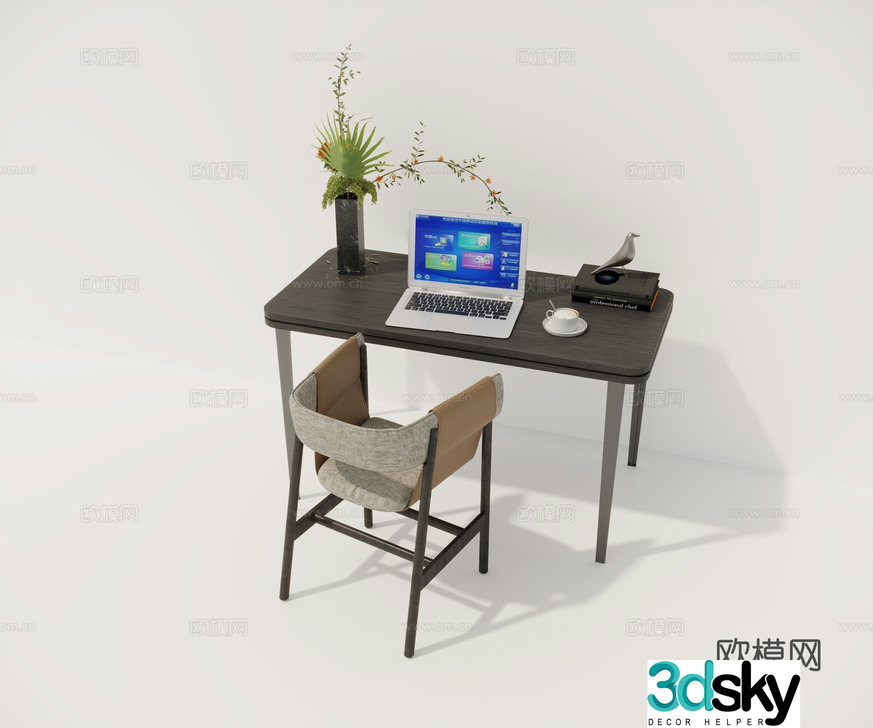 Desk Table and Chair 3D Model