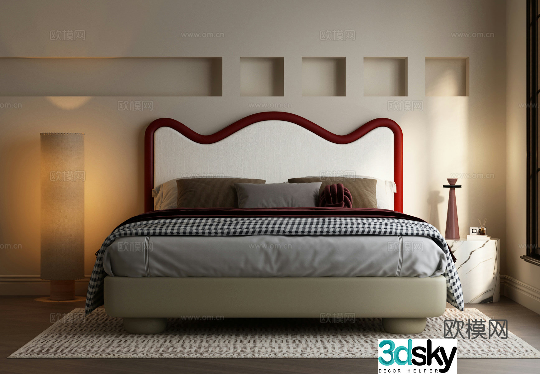 Modern double bed children’s bed 3d model