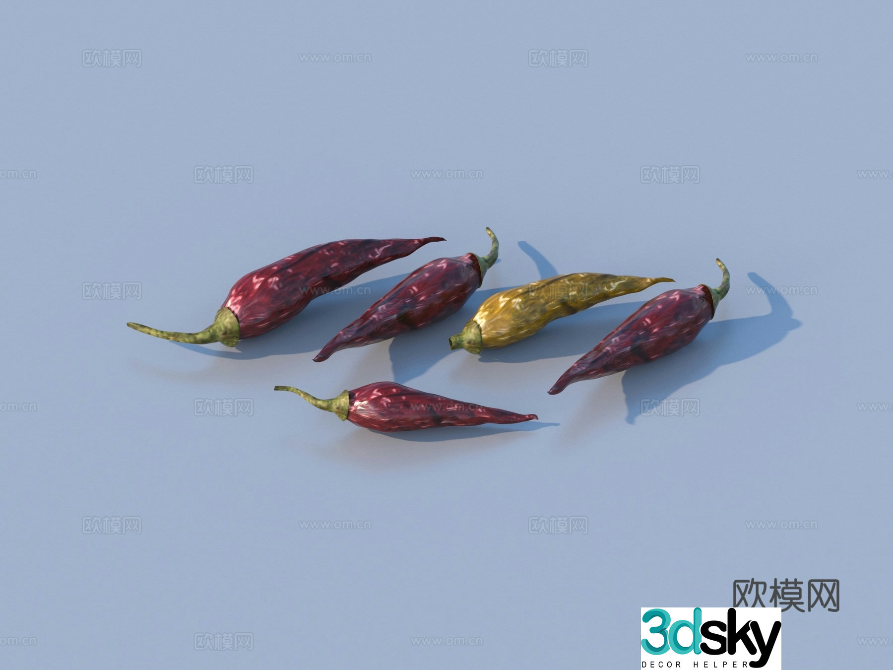 Cartoon red pepper chili vegetable 3d model
