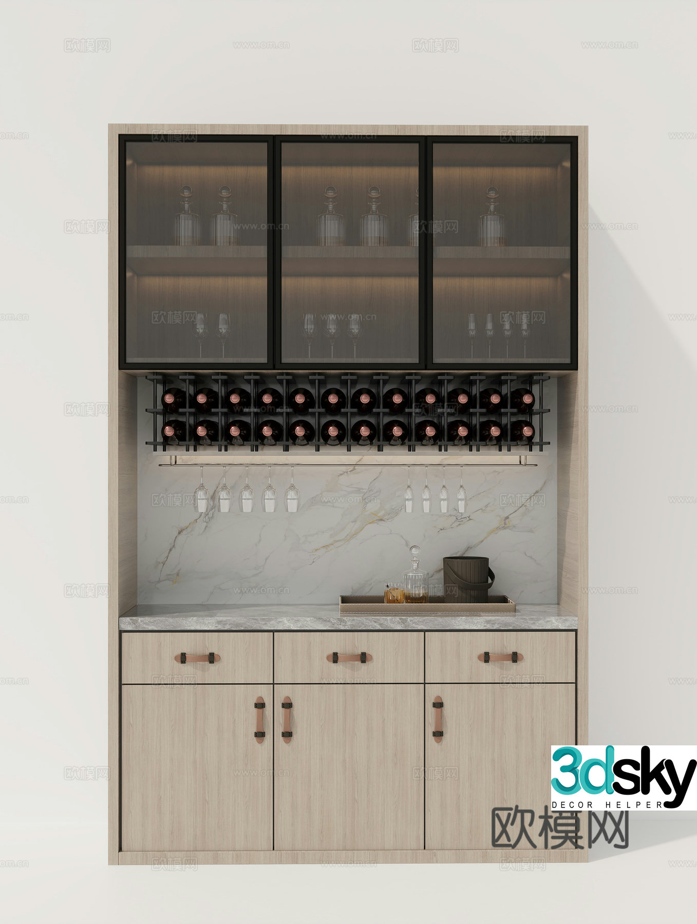 Wine cabinet decorative cabinet 3d model