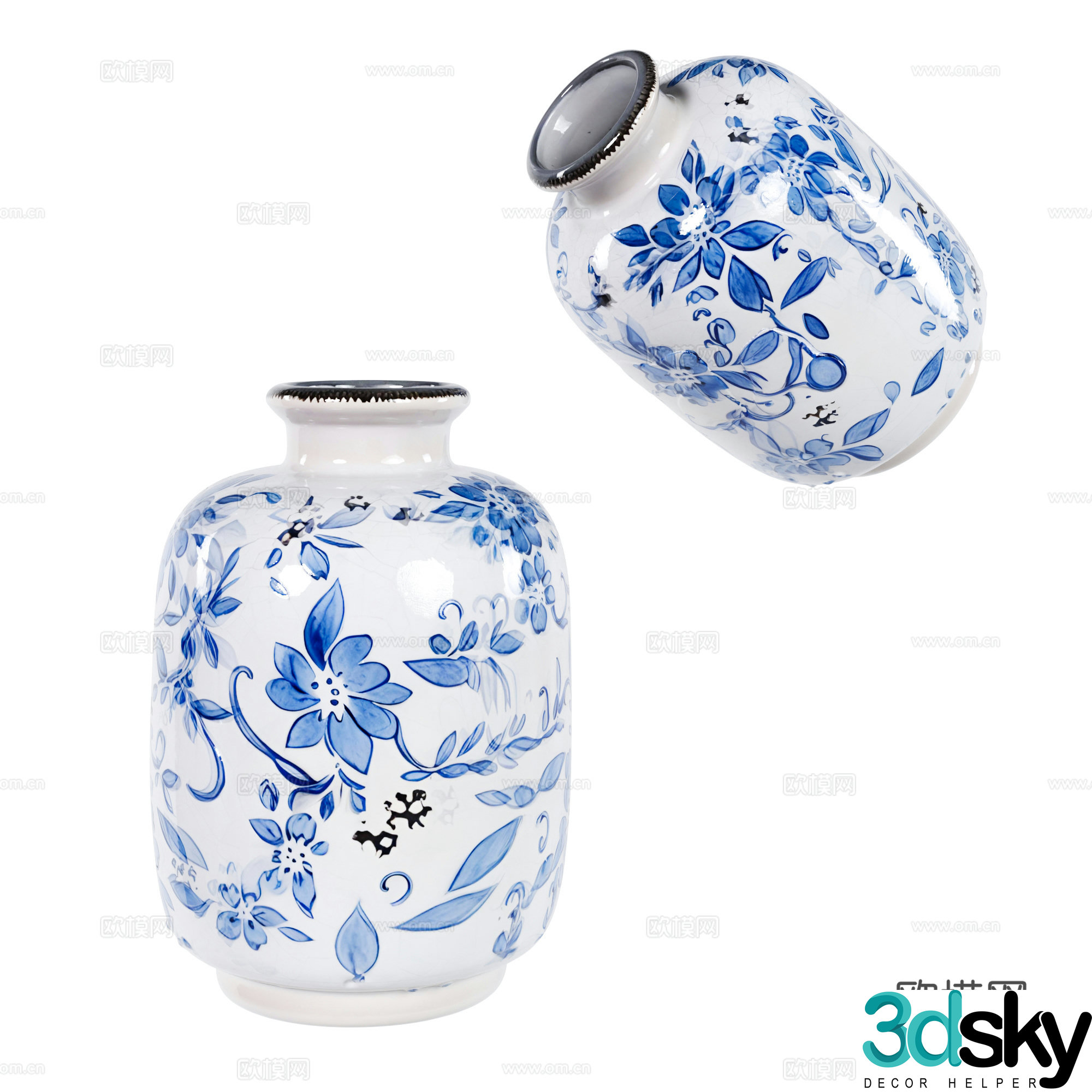 New Chinese white ceramic jar 3D model