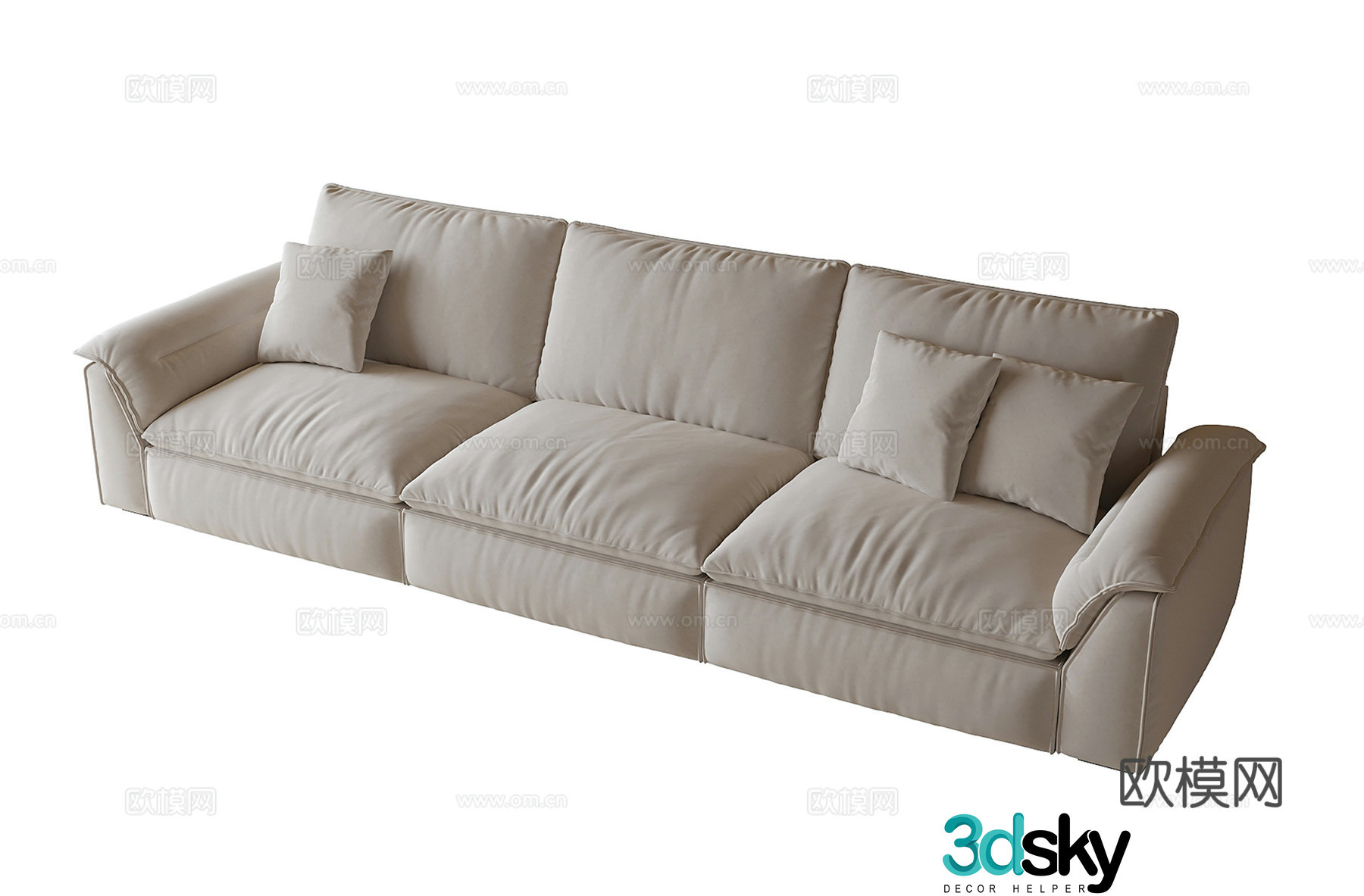 Modern three-person sofa living room sofa 3d model
