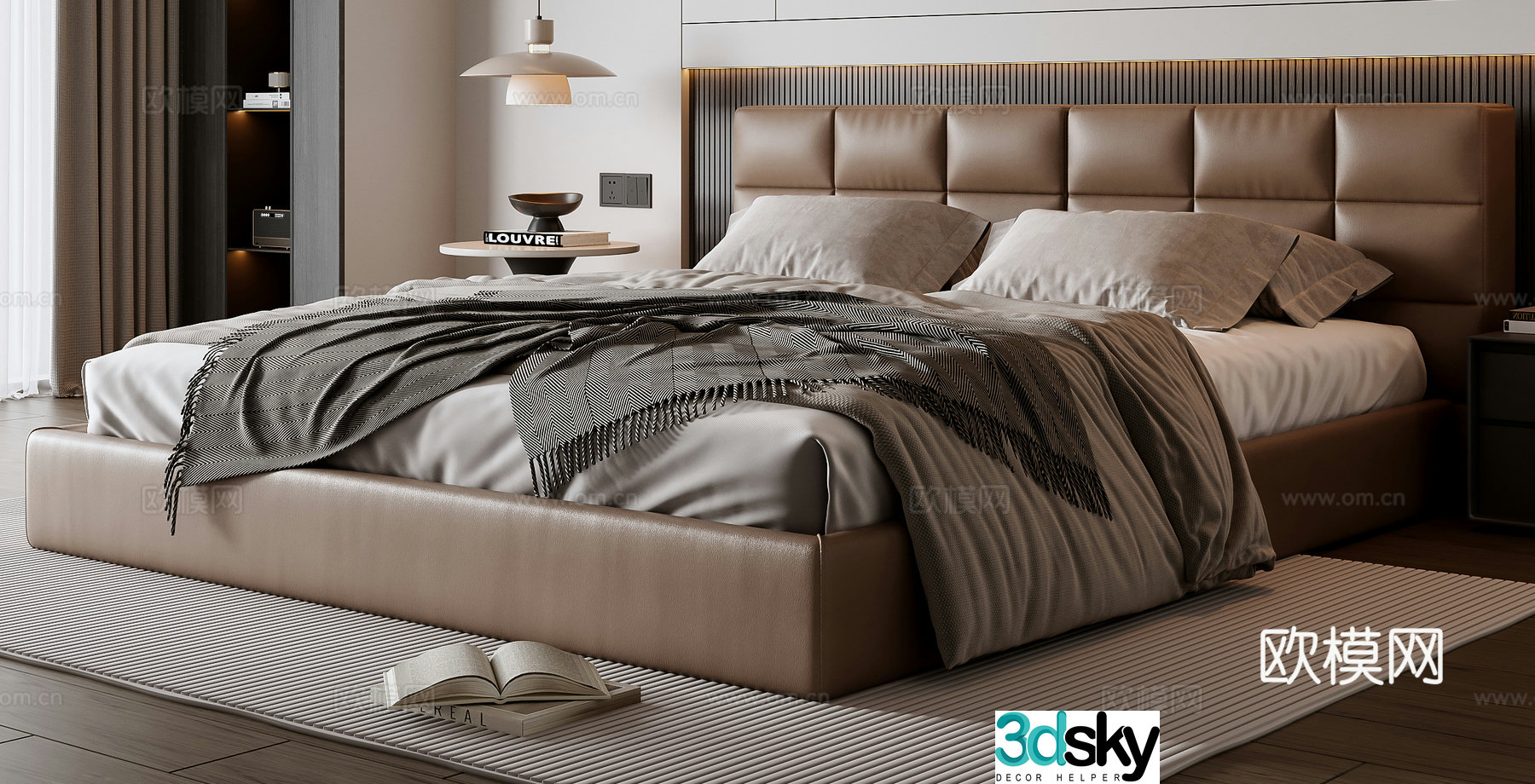 Italian double bed 3d model