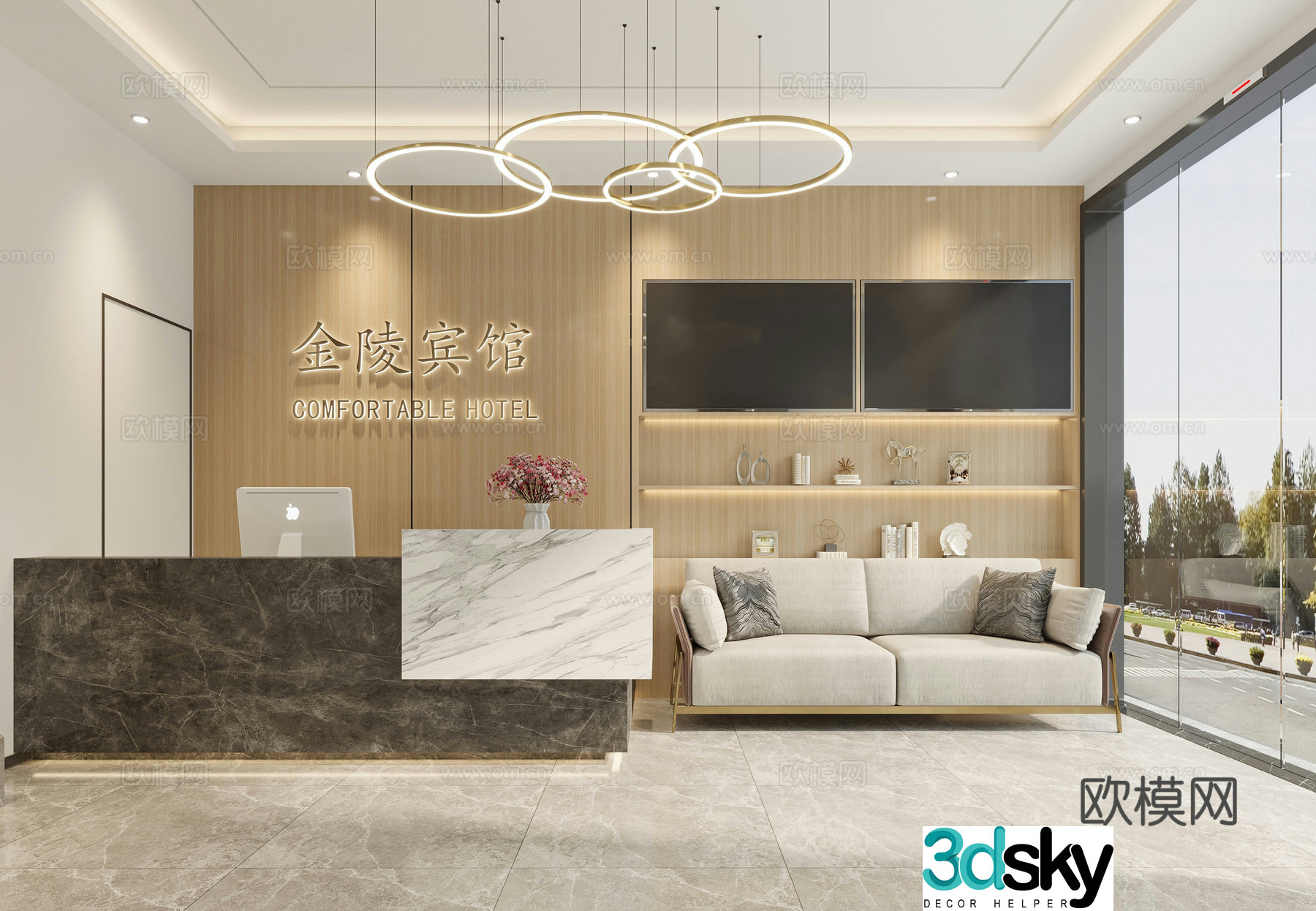 Hotel lobby 3d model