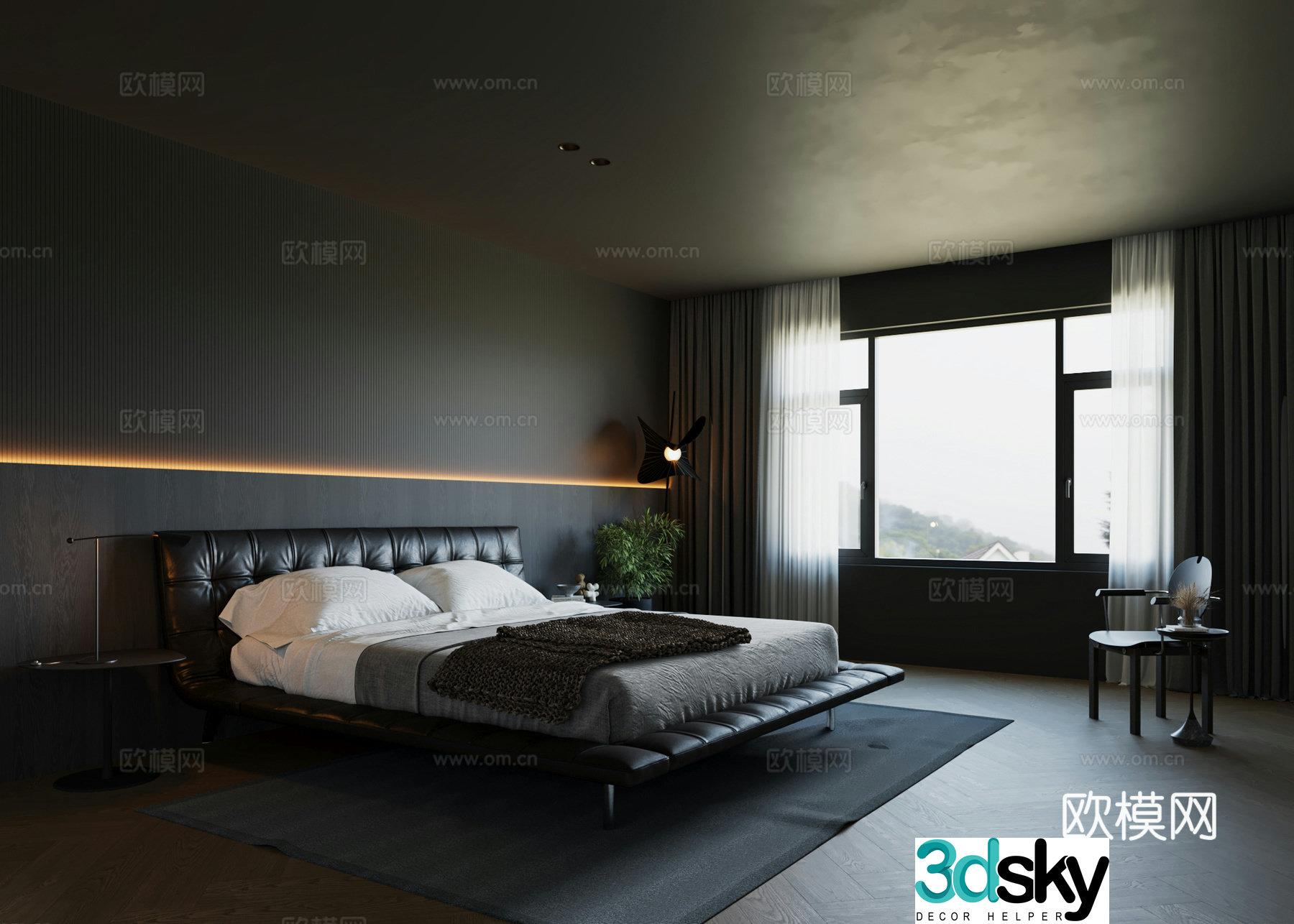 Dark series master bedroom 3D model