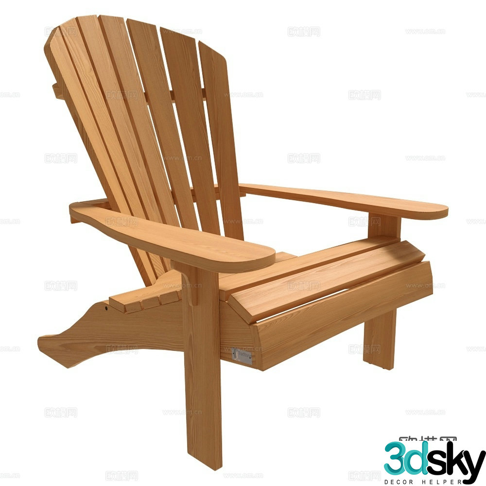 Traditional modern log lounge chair armchair outdoor chair recliner 3d model