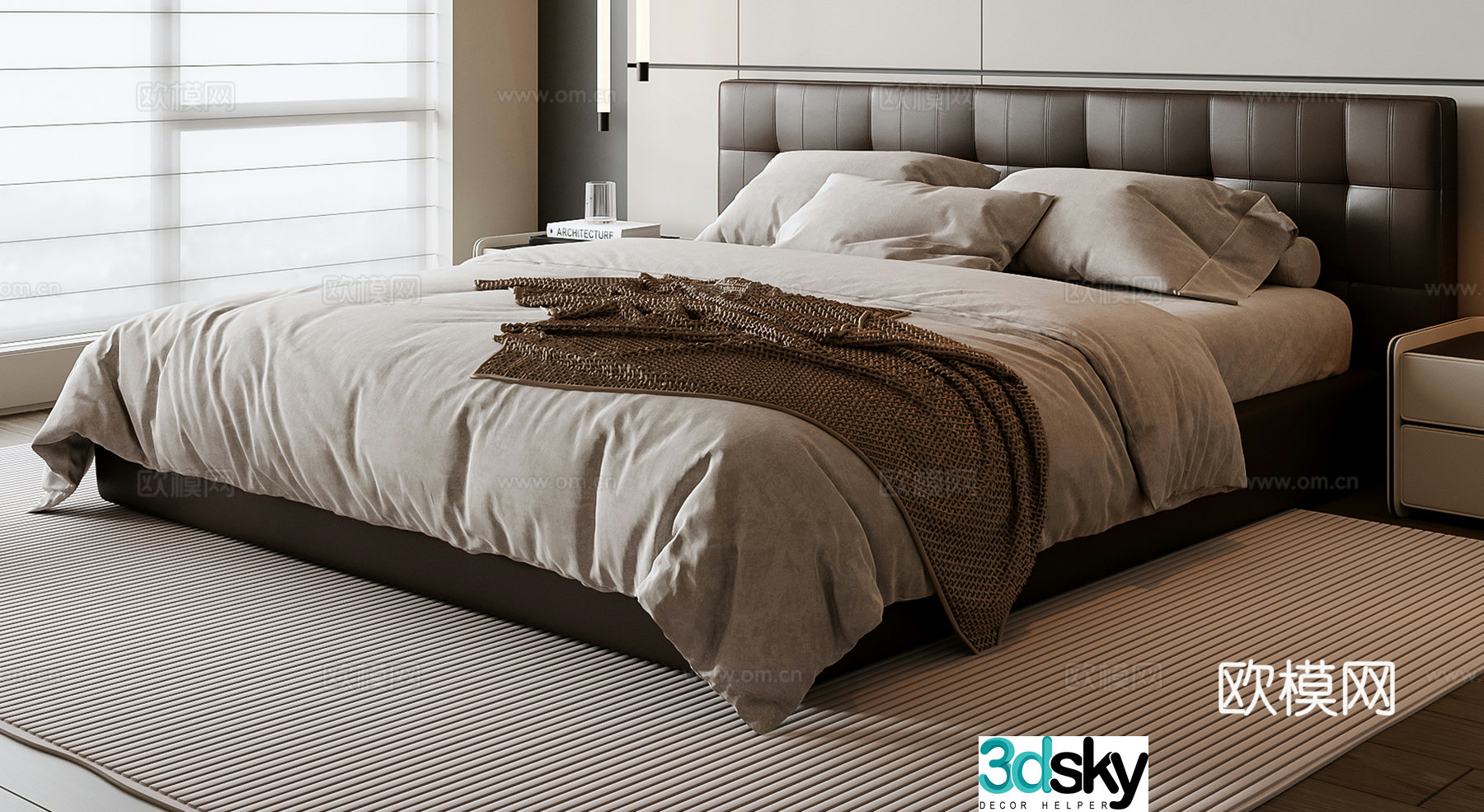 Italian double bed 3d model