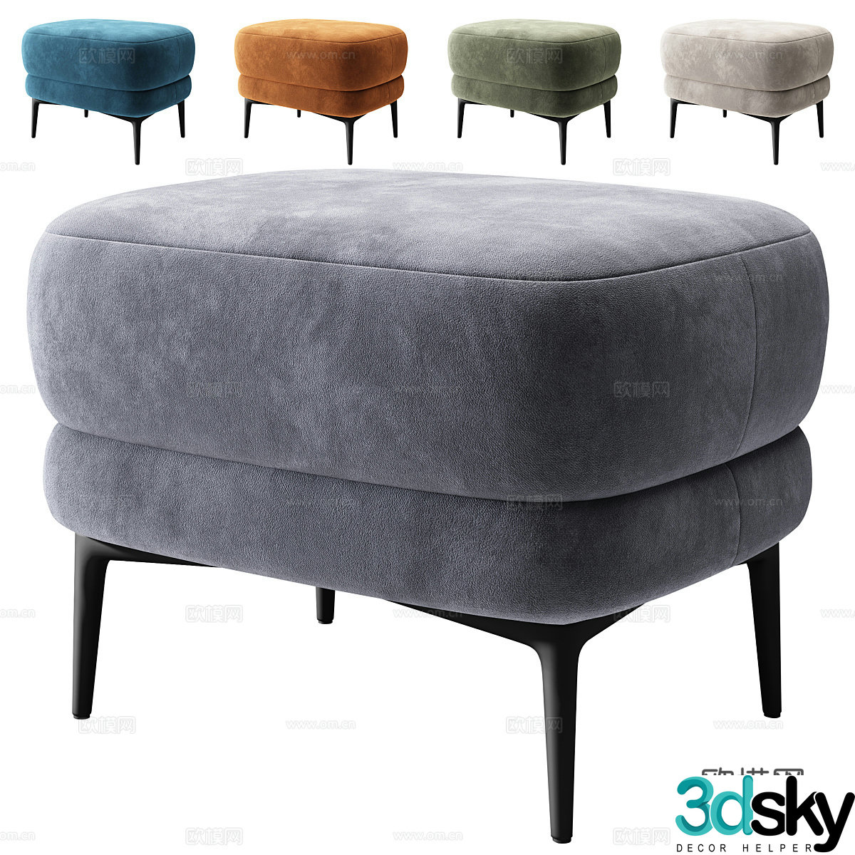 New Chinese style fabric stool 3D model