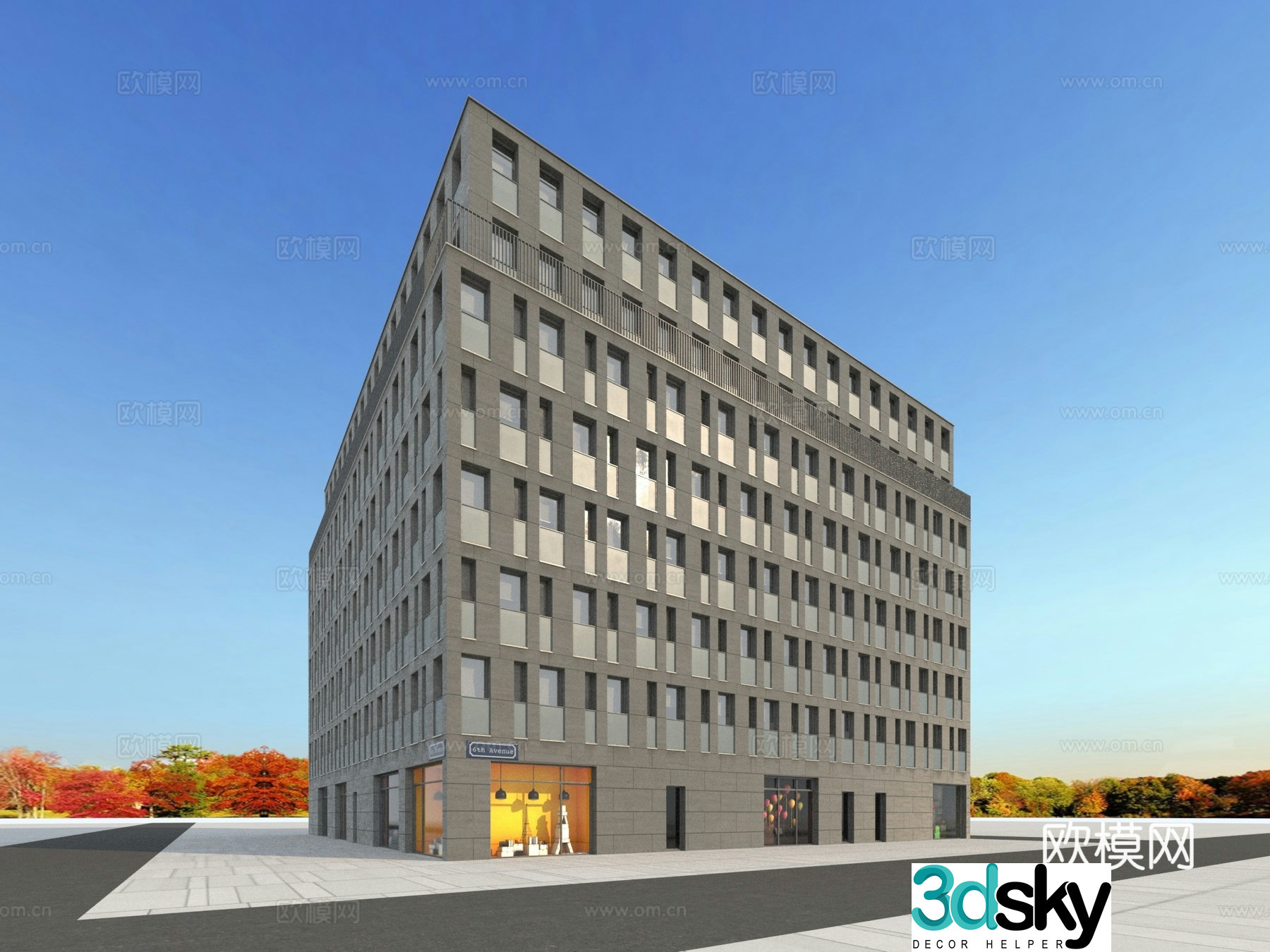 Building appearance European-style building 3d model