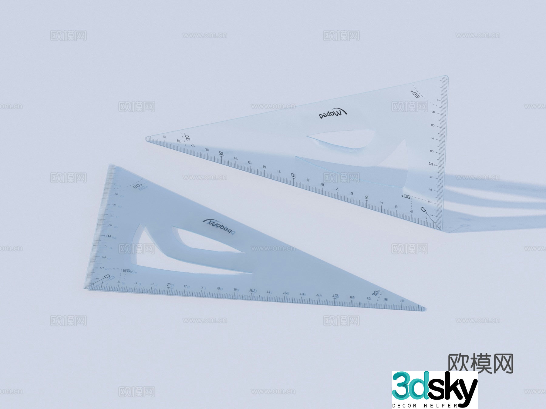 Triangle board Stationery School supplies 3D model