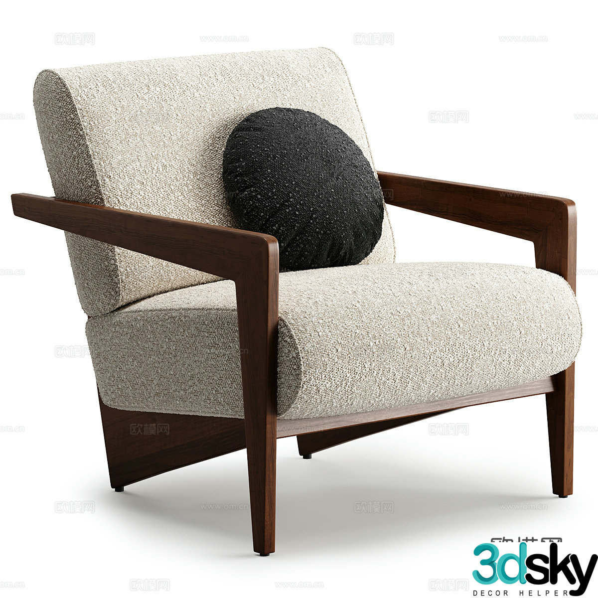 New Chinese style Izag armchair 3d model
