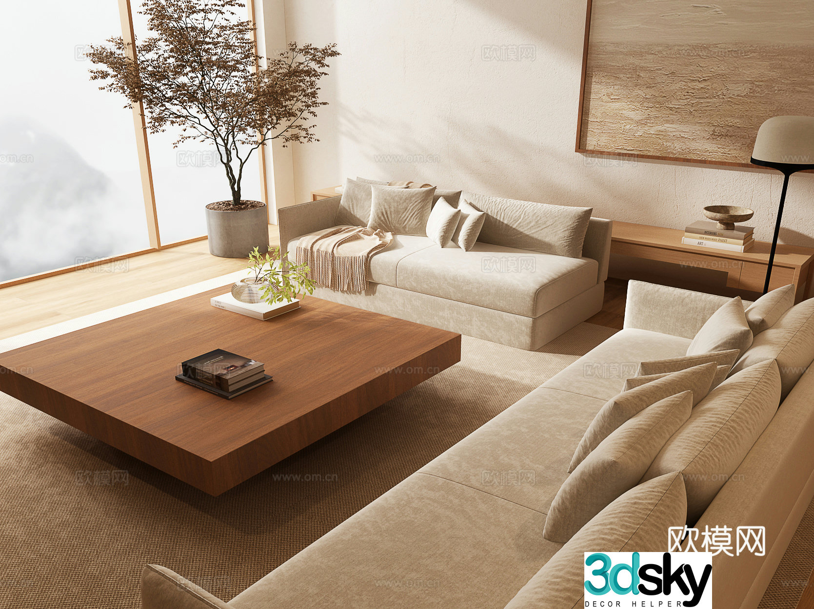 Modern sofa combination Italian sofa combination Modern living room Modern sofa coffee table combination 3D model