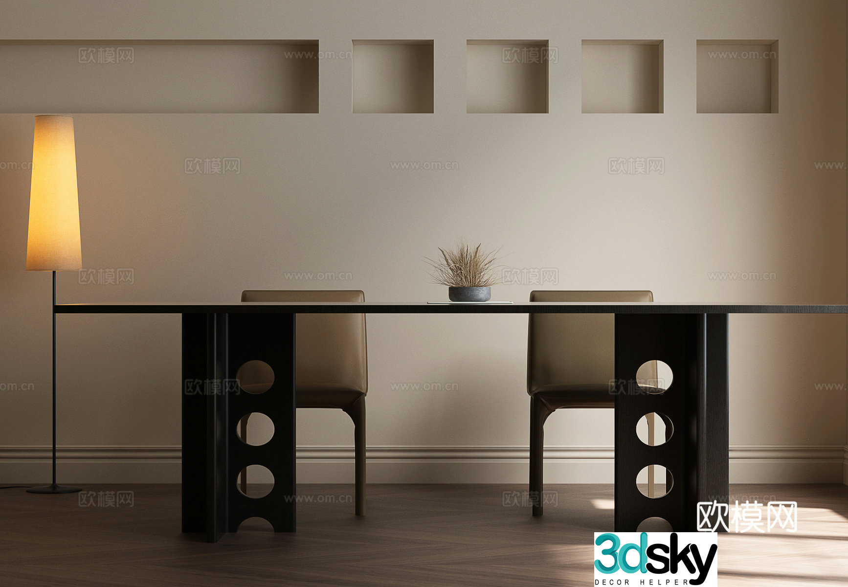 Modern dining table and chairs Modern Italian dining table and chair Italian minimalist dining table and chair Italian minimalist dining table and chair 3D model