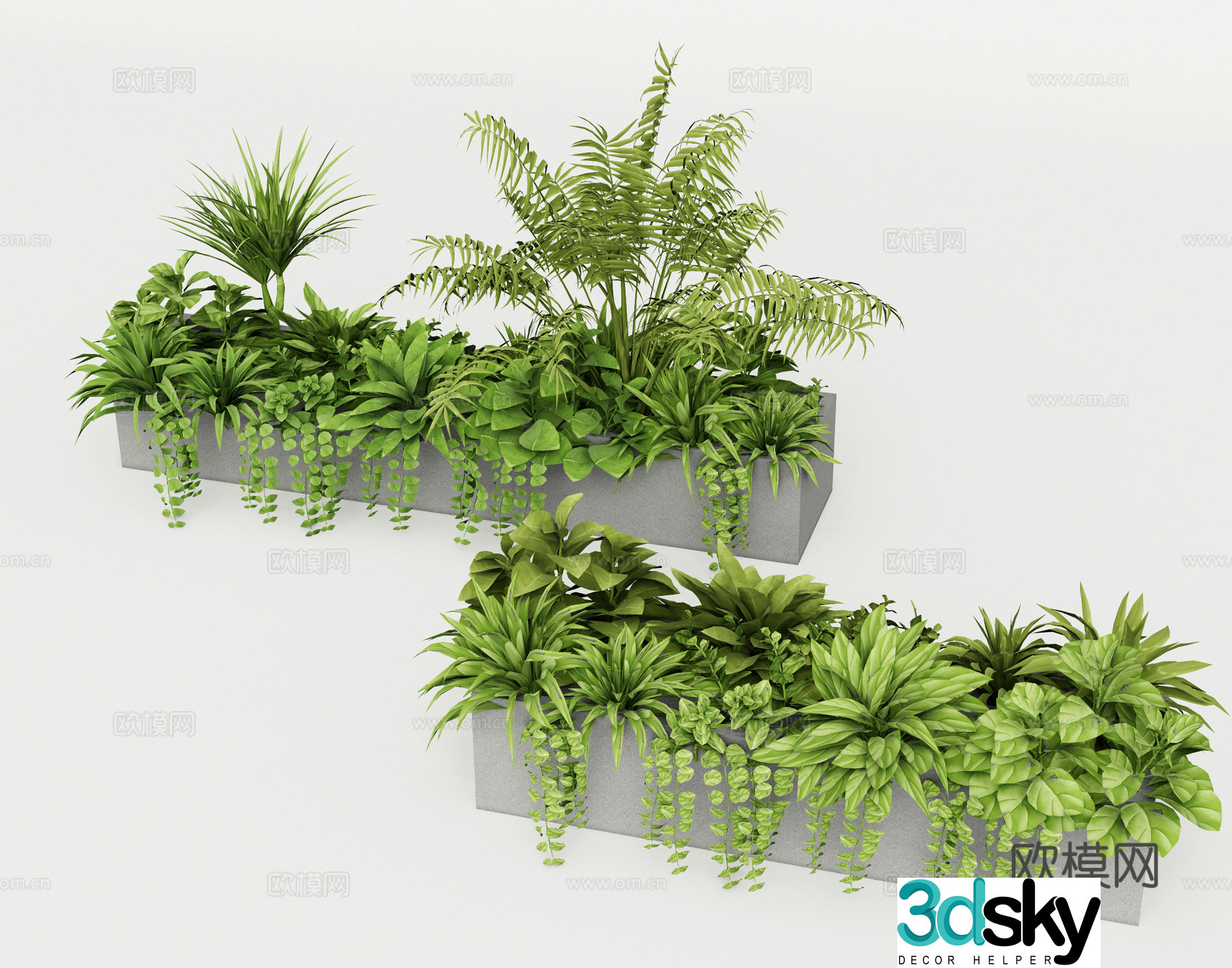 Modern plant heap green plant combination 3D model