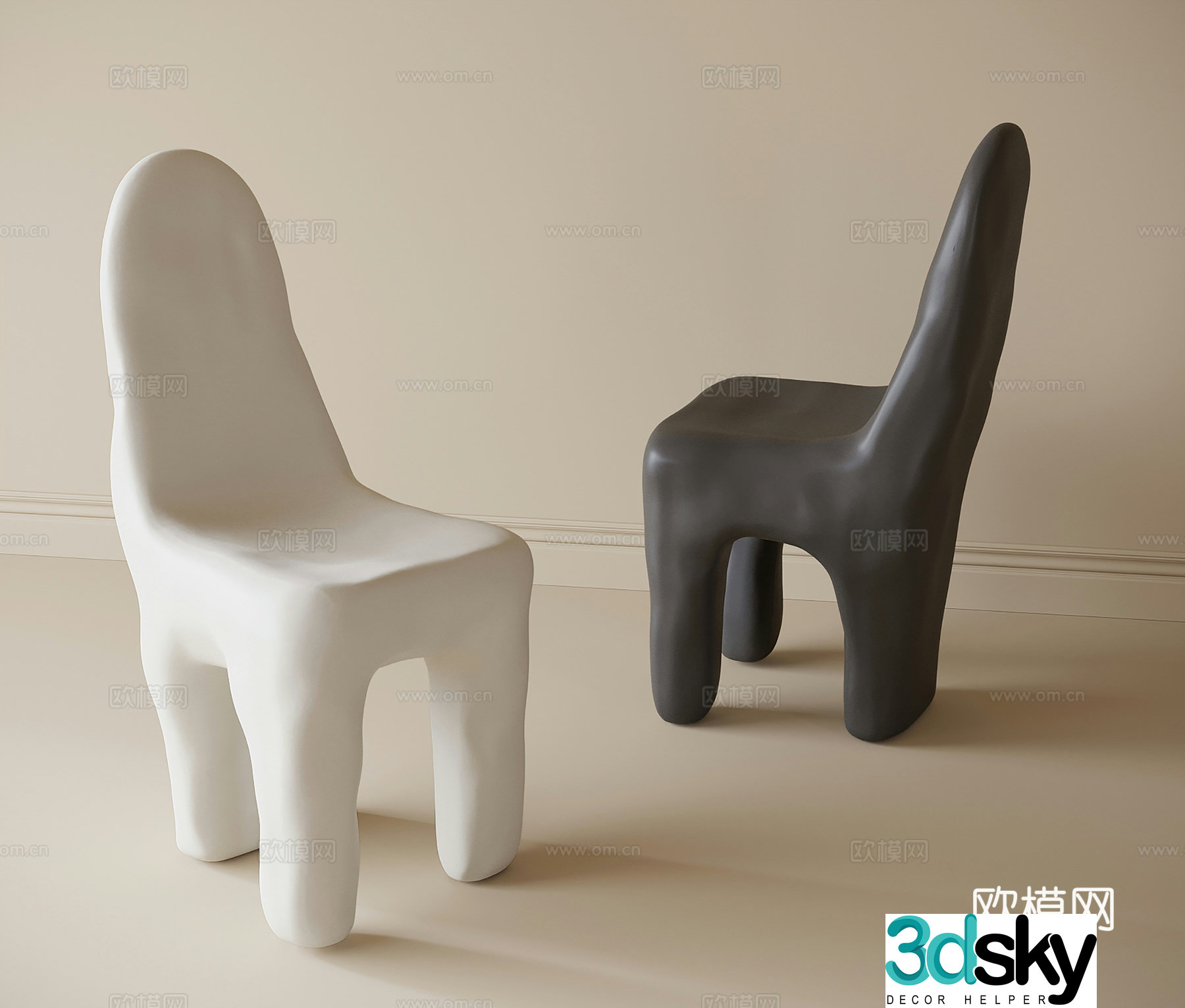 Modern single chair dining chair book chair 3d model