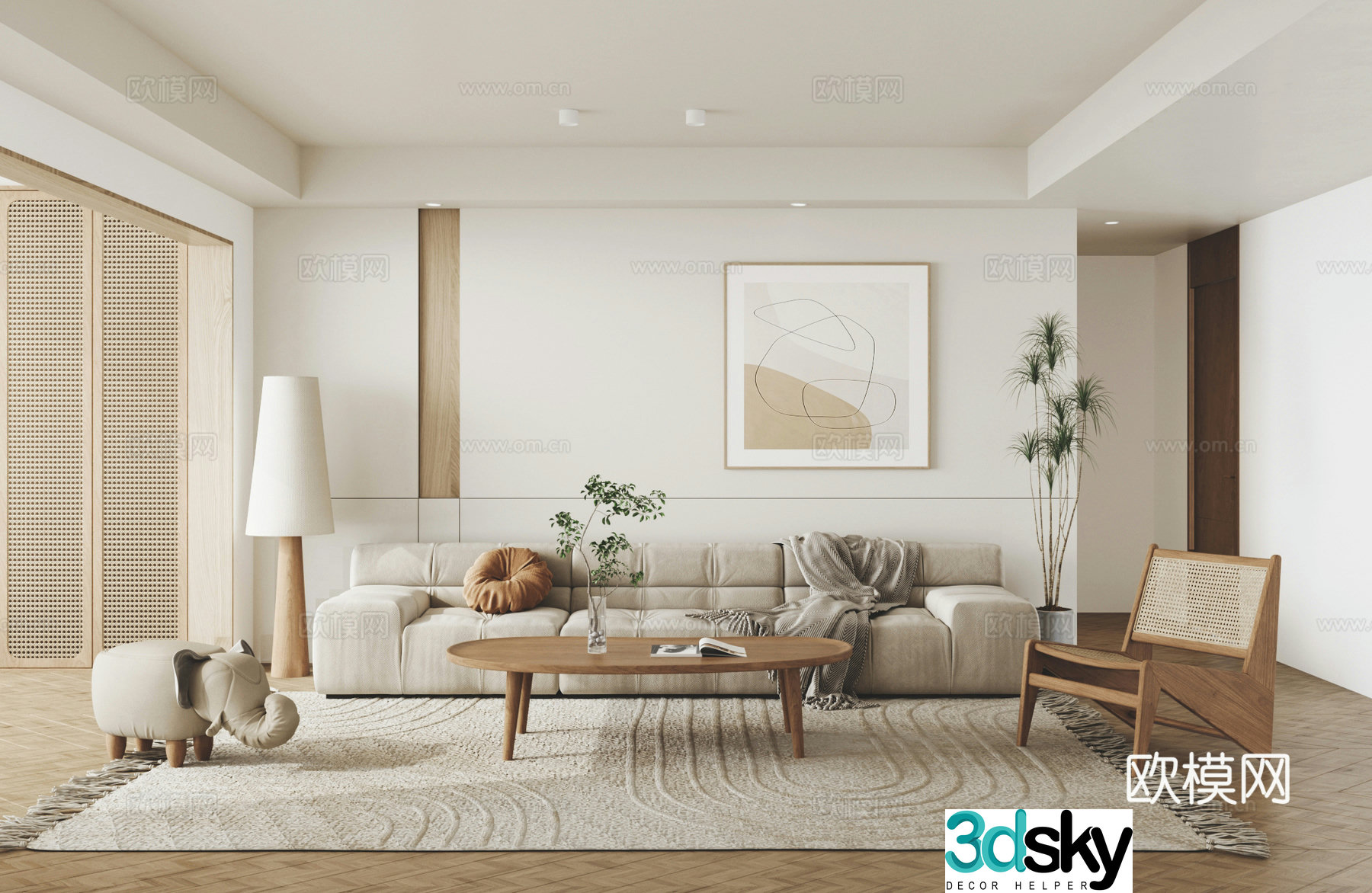 Modern minimalist living room 3d model