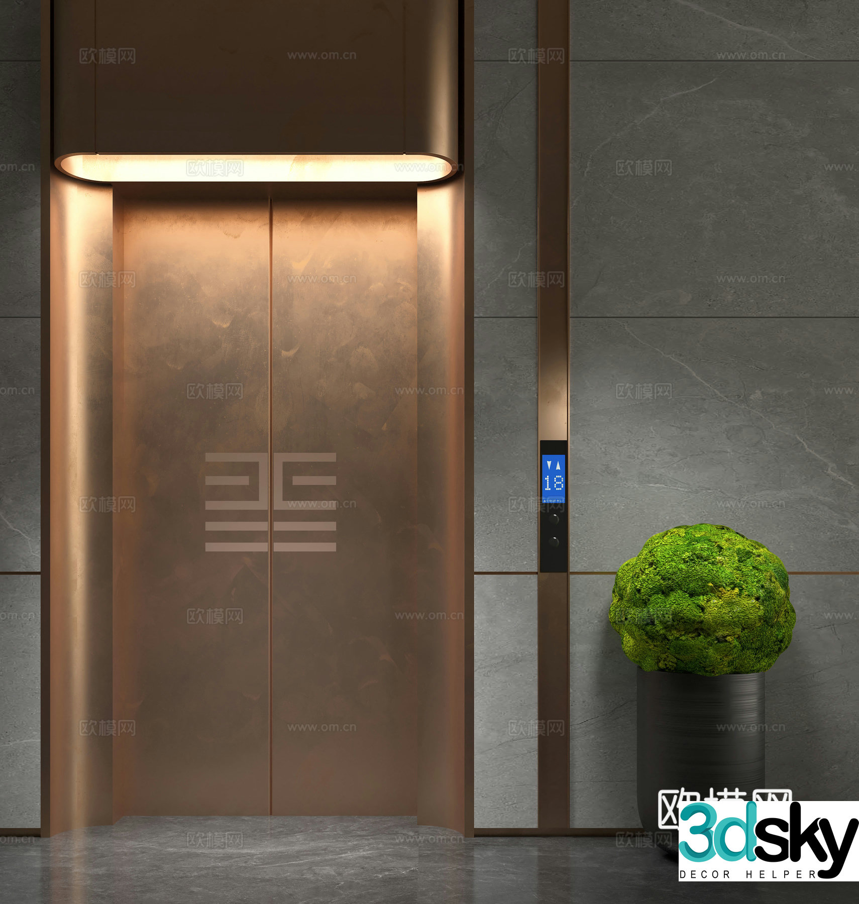 Modern elevator hall 3d model