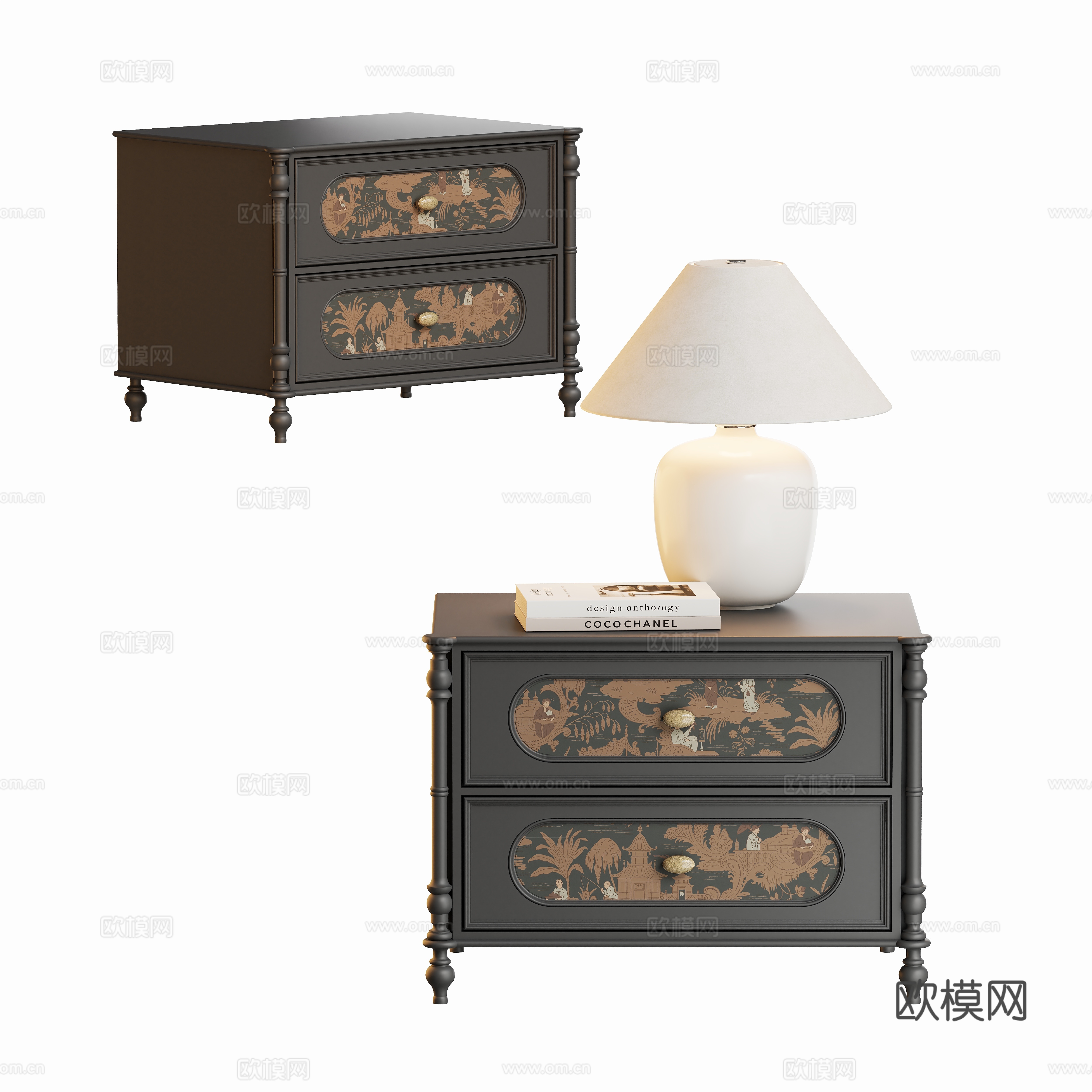Retro nightstand French style 3d model