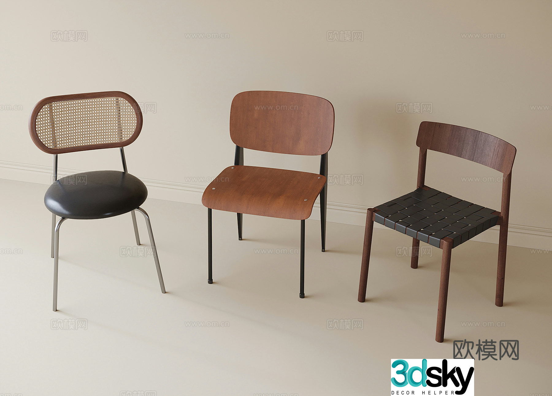 Modern dining chair single chair tea chair book chair 3d model