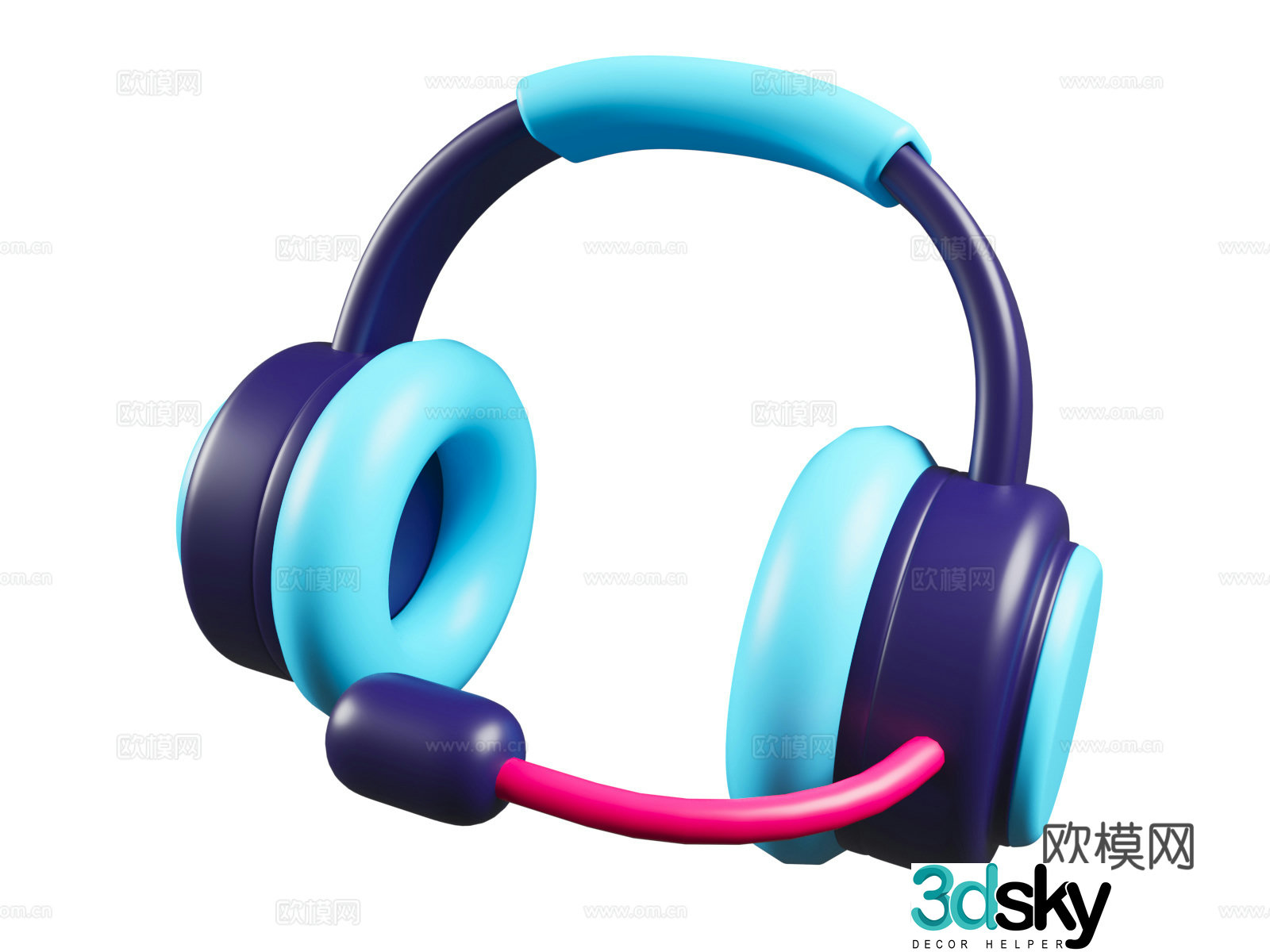 Cartoon headphones cartoon ventilated headsets headphones cartoon games entertainment theme 3d model