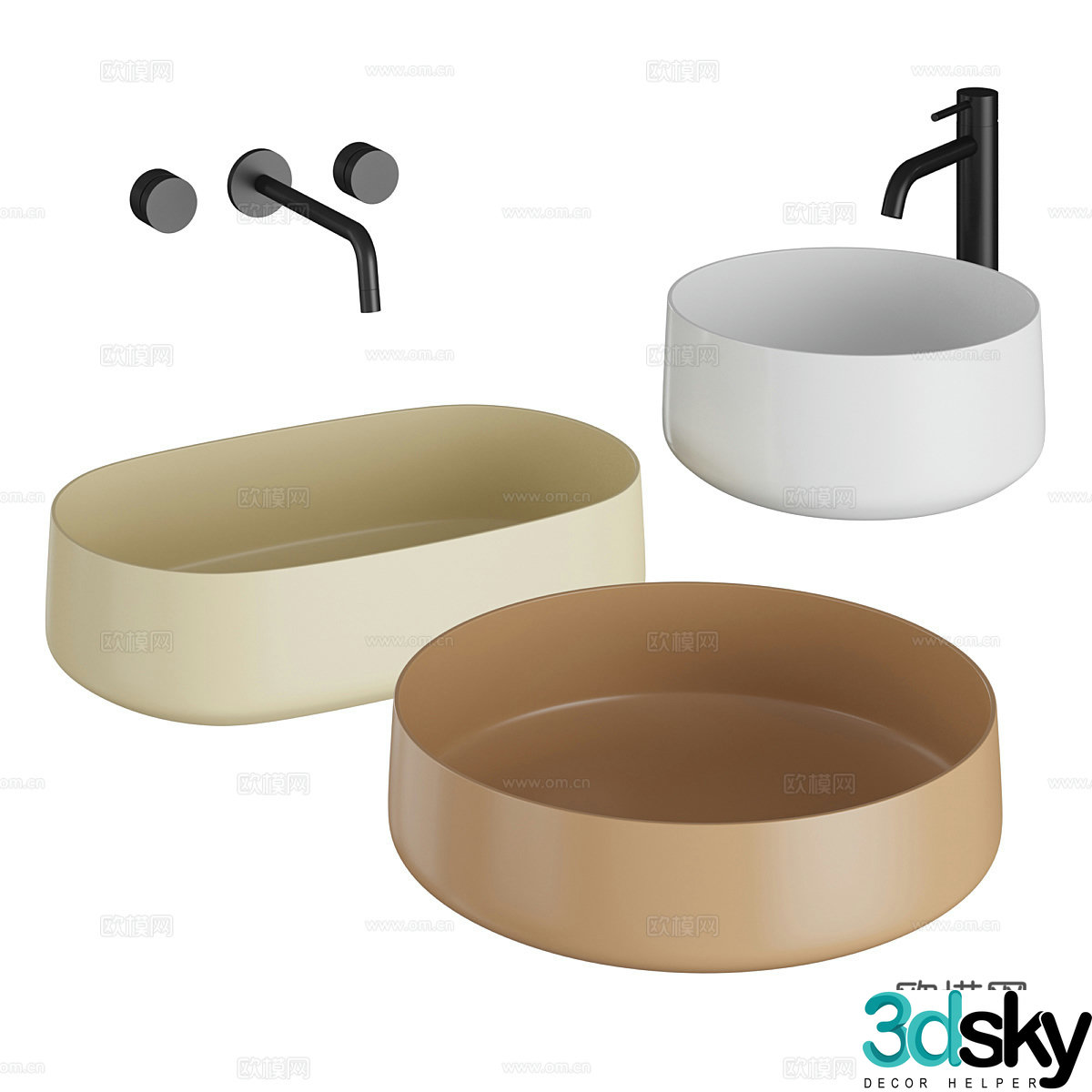 Modern cream style washbasin basin 3d model