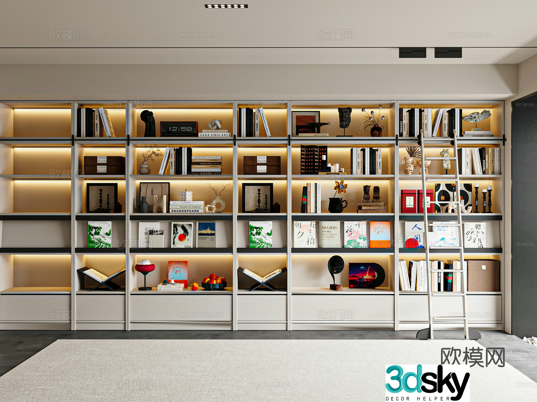 Modern bookcase wall-wide bookcase study bookcase children’s bookcase 3D model