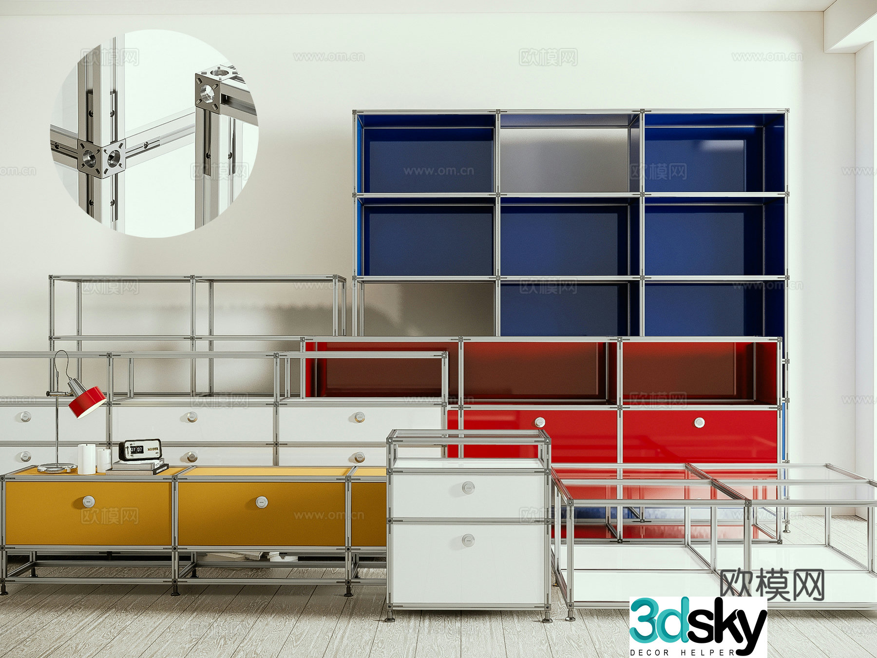Modern aluminum profile file cabinet Bauhaus coffee table bookcase porch cabinet side cabinet dining side cabinet electric 3D model