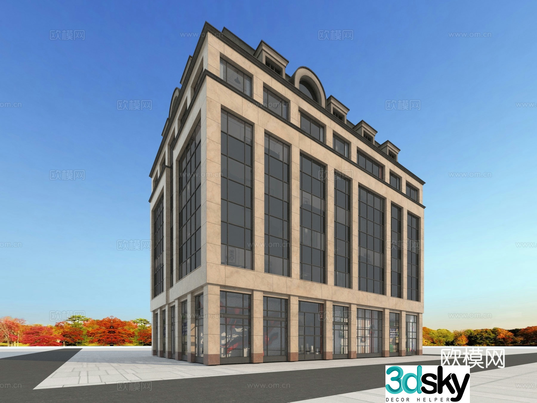 Building appearance European-style building 3d model