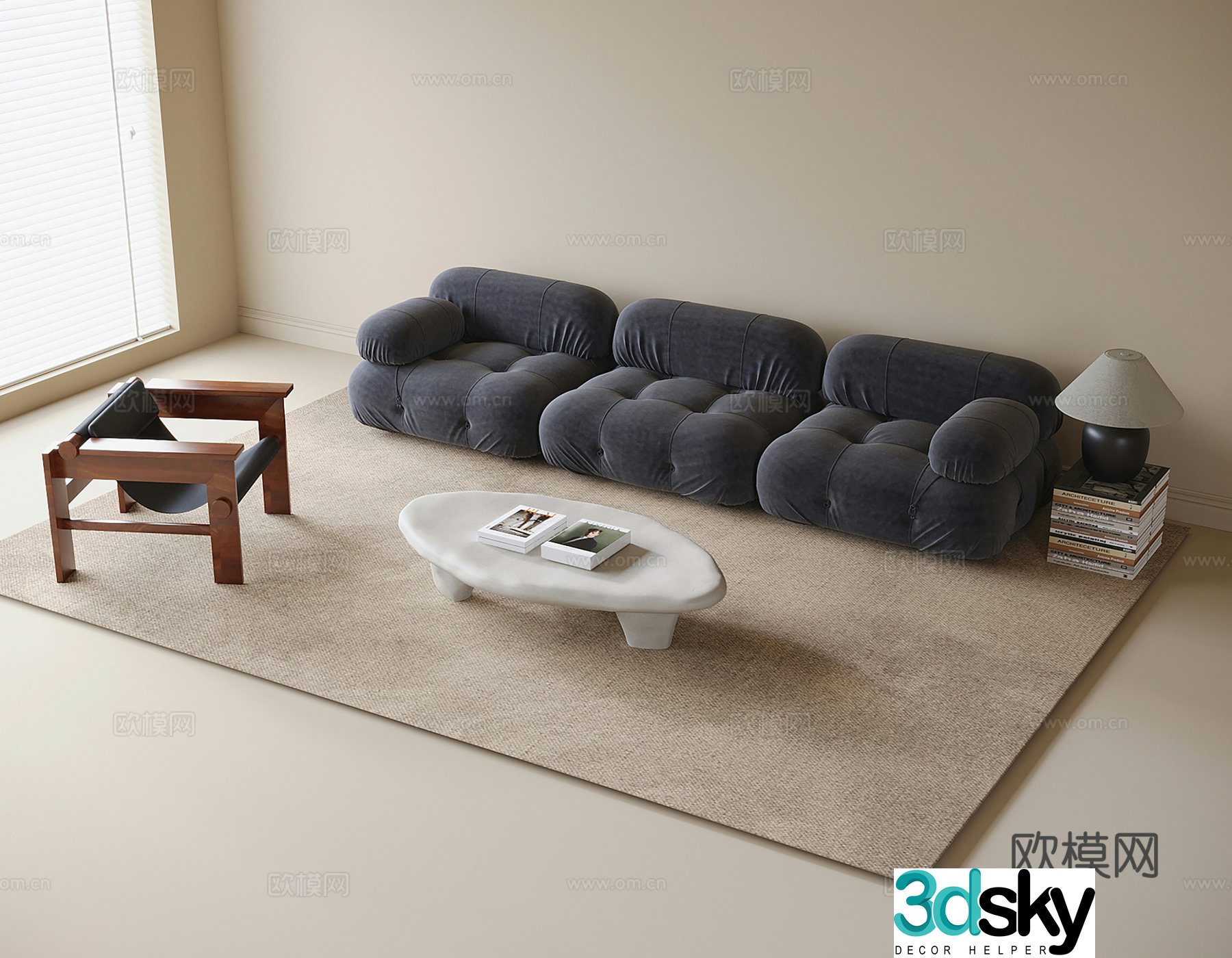 Modern sofa coffee table combination 3D model