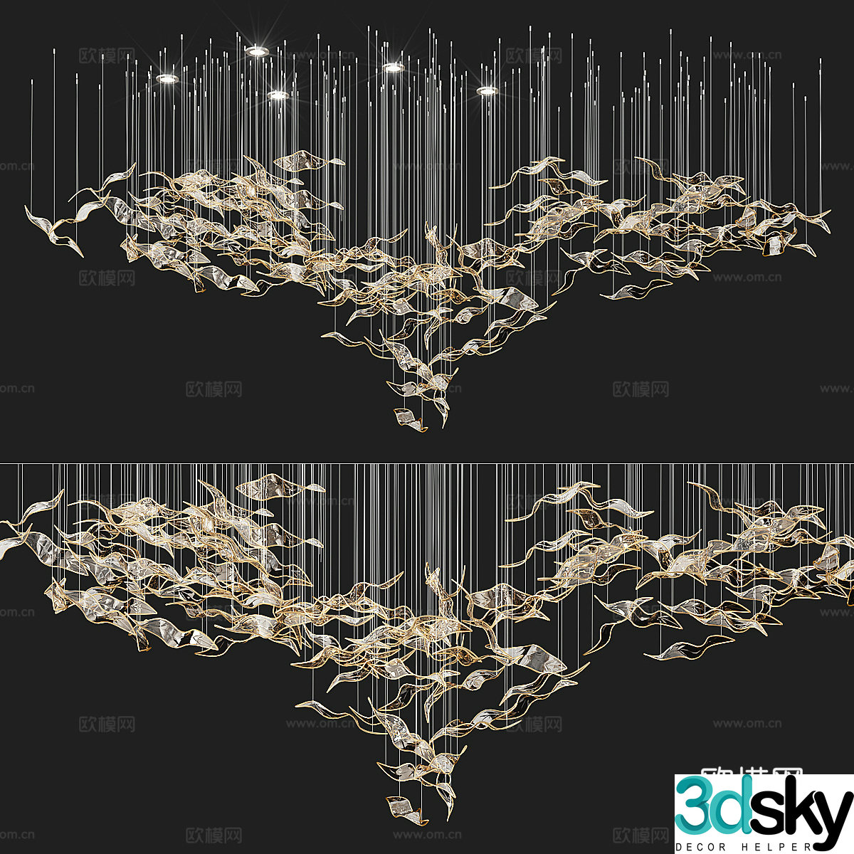 New Chinese style light luxury decorative chandelier 3D model