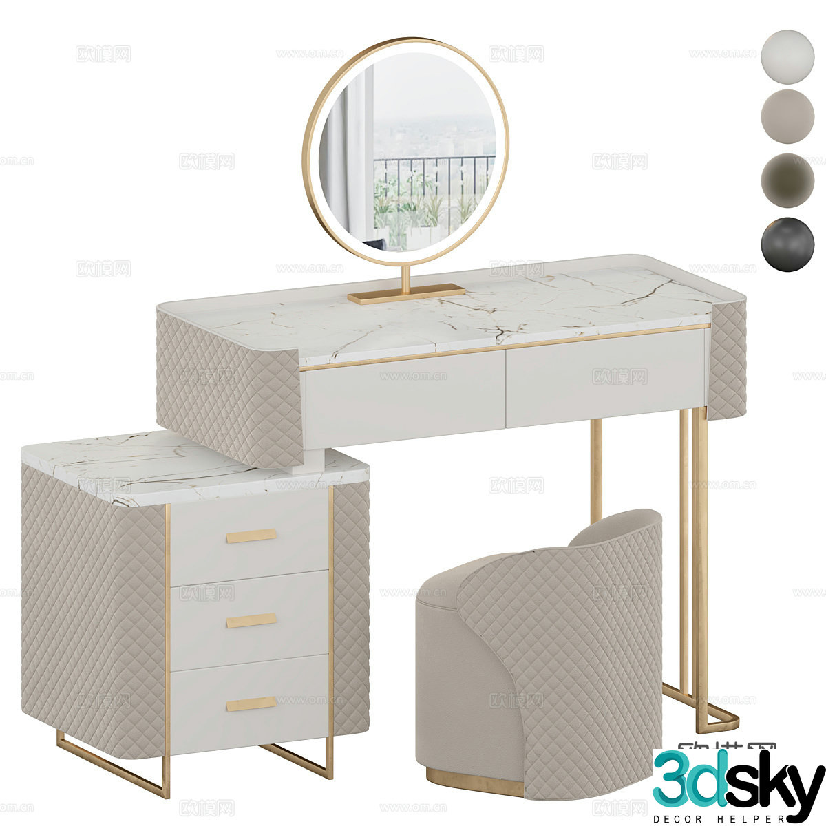 Modern light luxury dressing table 3D model