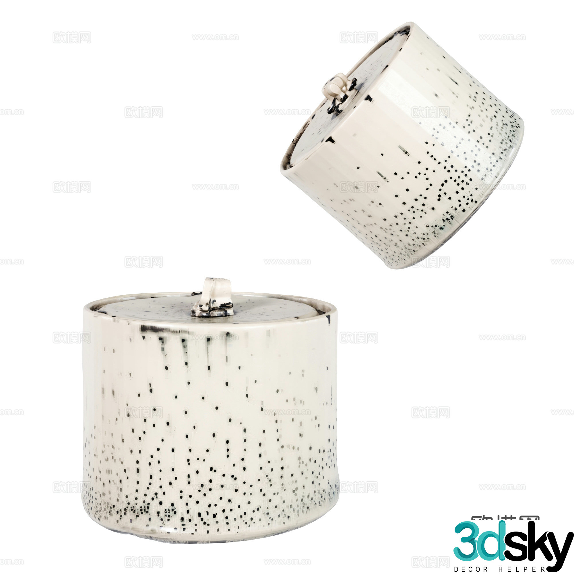 Modern white tea jar 3d model
